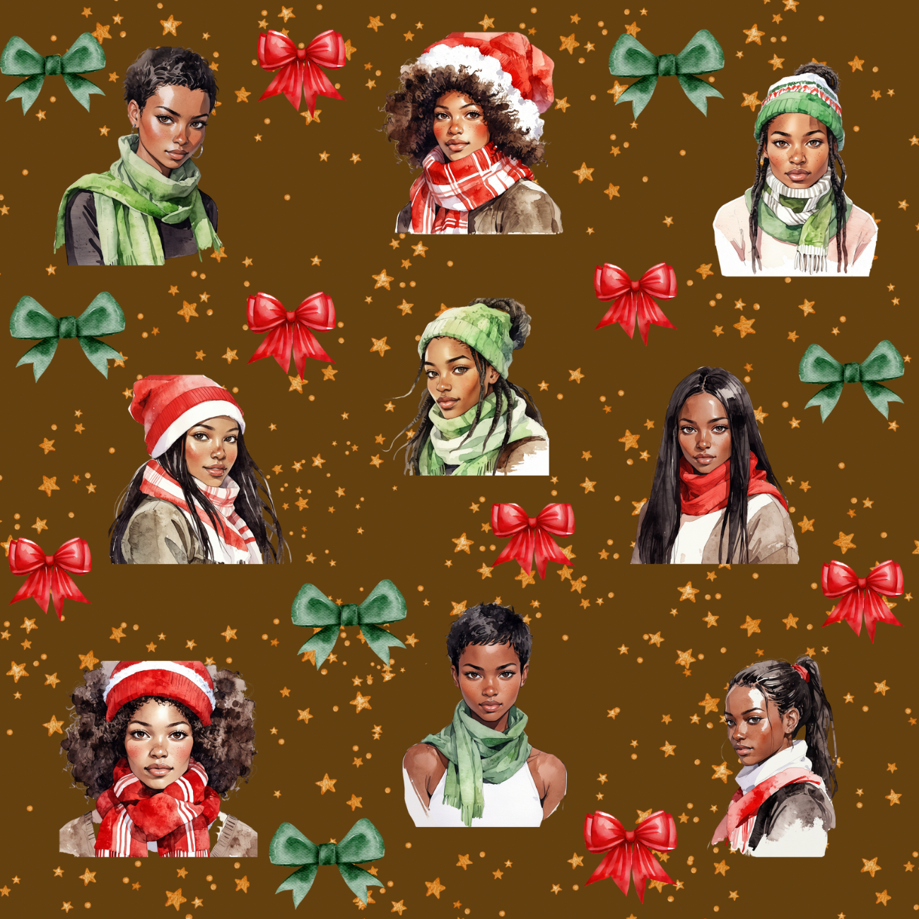 Gift Wrap Papers - Melanin Black Women Christmas Scarves product thumbnail image