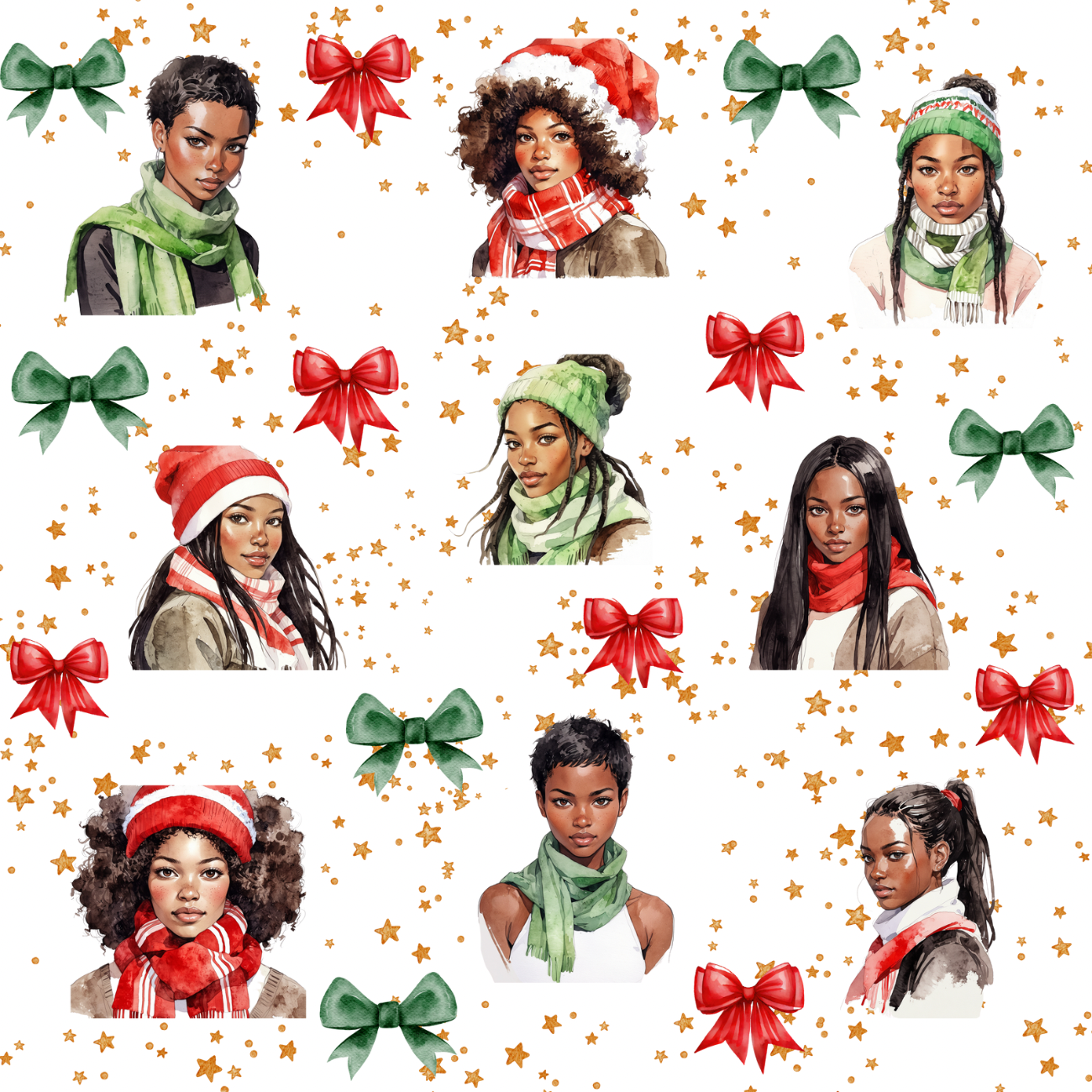 Gift Wrapping Paper Black Women Festive Scarves product thumbnail image
