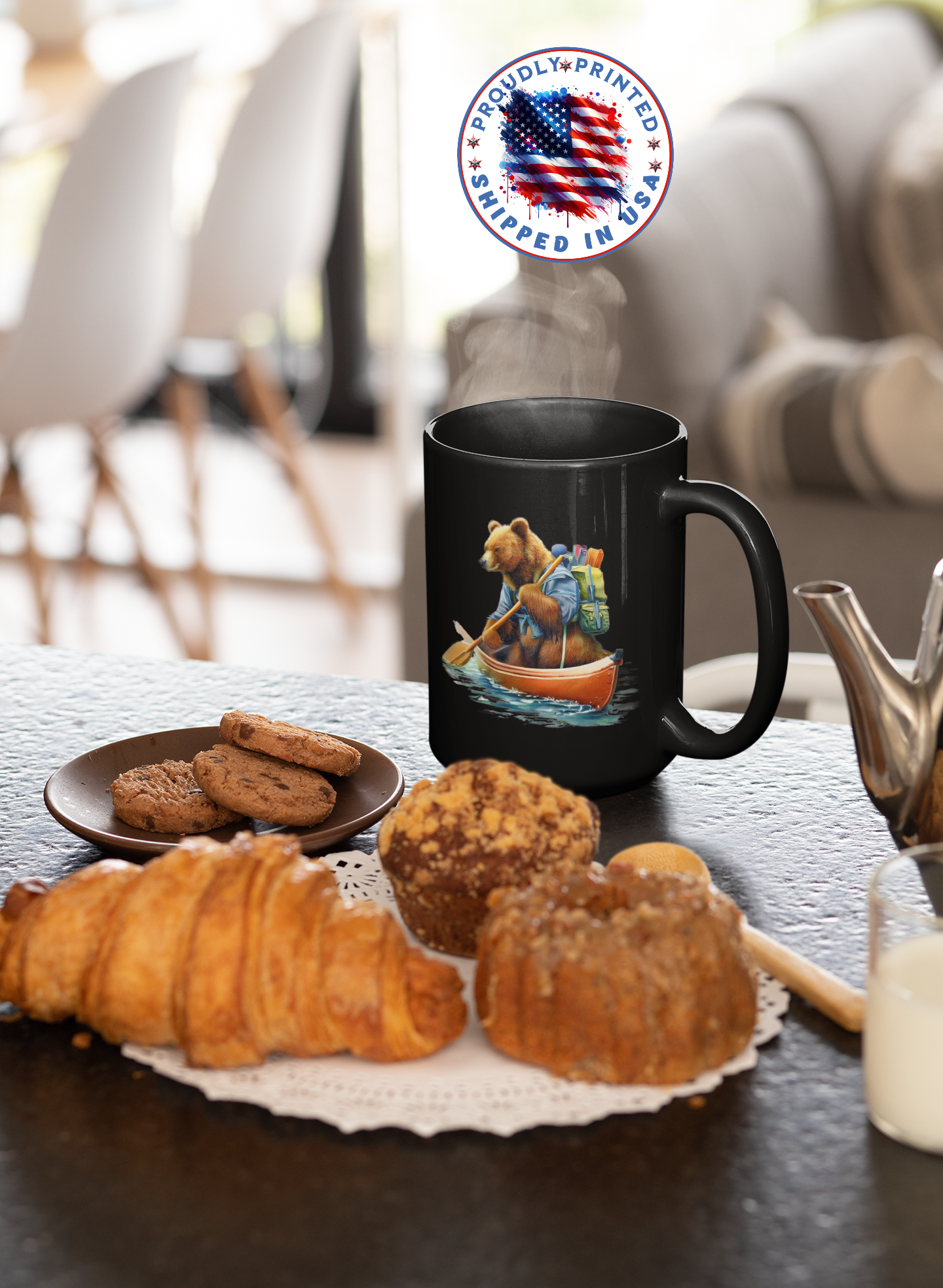 Trailblazing Bear: Sip into the Wild ,Black Mug (11oz, 15oz) product thumbnail image Trailblazing Bear: Sip into the Wild ,Black Mug (11oz, 15oz) product thumbnail image