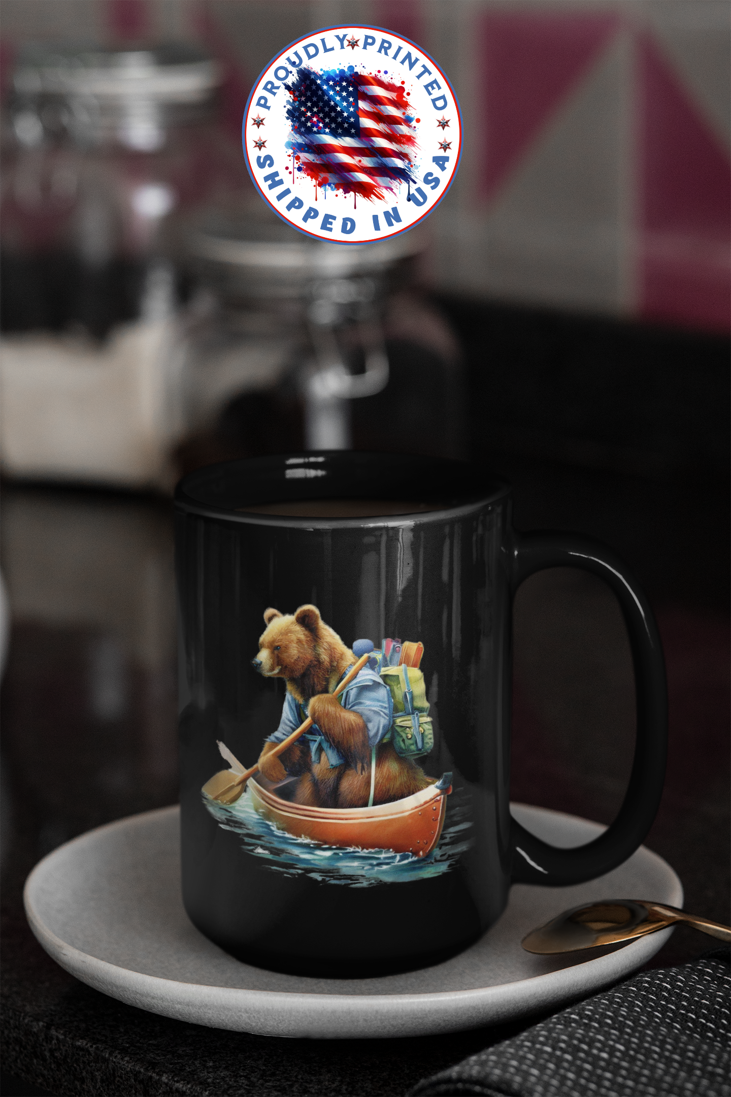 Trailblazing Bear: Sip into the Wild ,Black Mug (11oz, 15oz) product thumbnail image Trailblazing Bear: Sip into the Wild ,Black Mug (11oz, 15oz) product thumbnail image