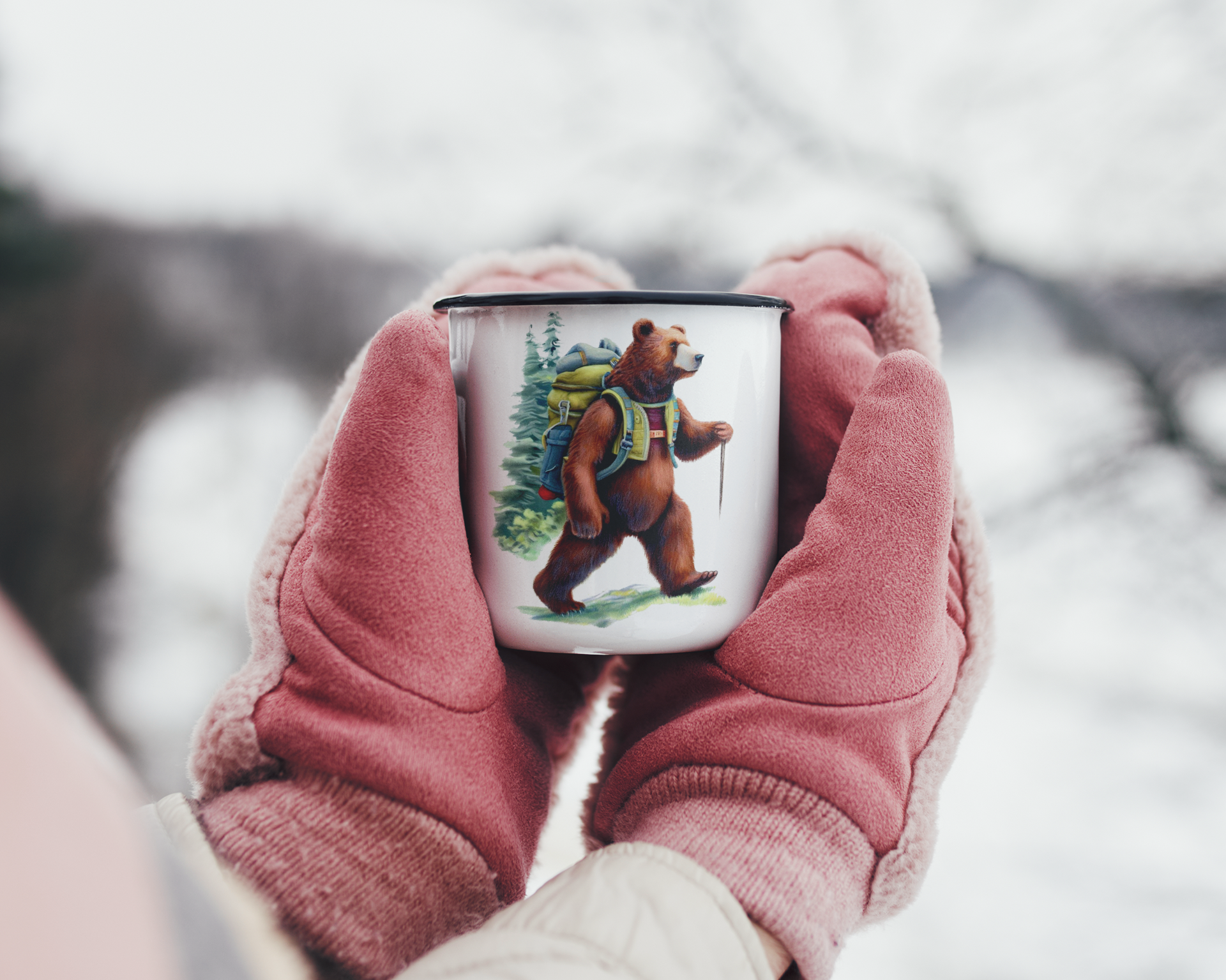Adventure Awaits: Take a Sip with the Bear on the Trail , Enamel Camping Mug product thumbnail image Adventure Awaits: Take a Sip with the Bear on the Trail , Enamel Camping Mug product thumbnail image