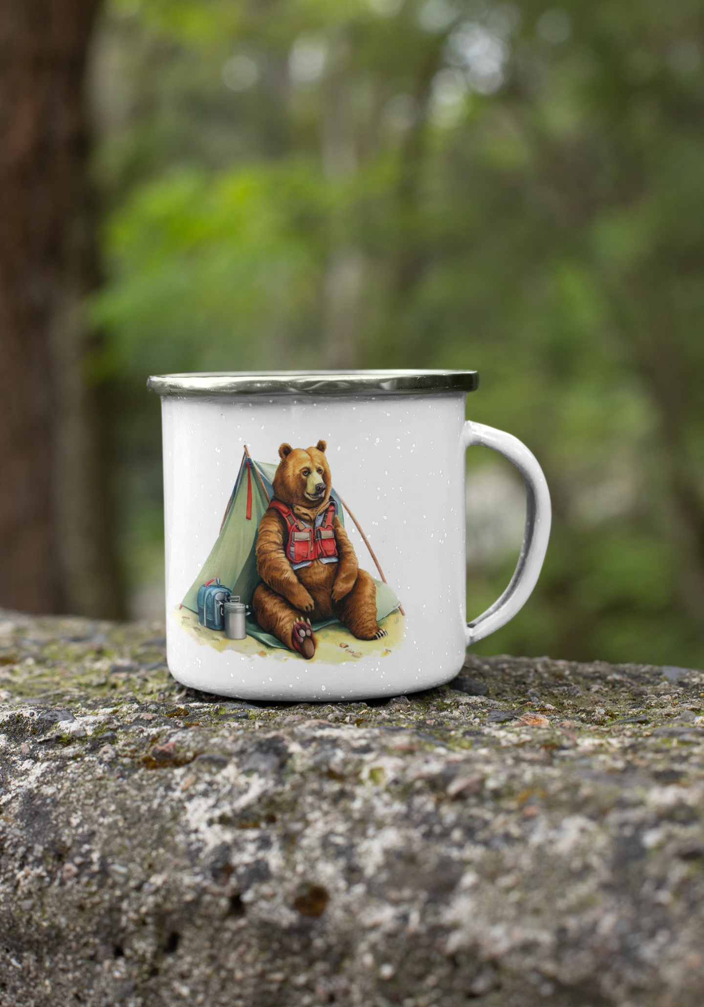 Adventure Awaits: Take a Sip with the Bear on the Trail , Enamel Camping Mug product thumbnail image Adventure Awaits: Take a Sip with the Bear on the Trail , Enamel Camping Mug product thumbnail image
