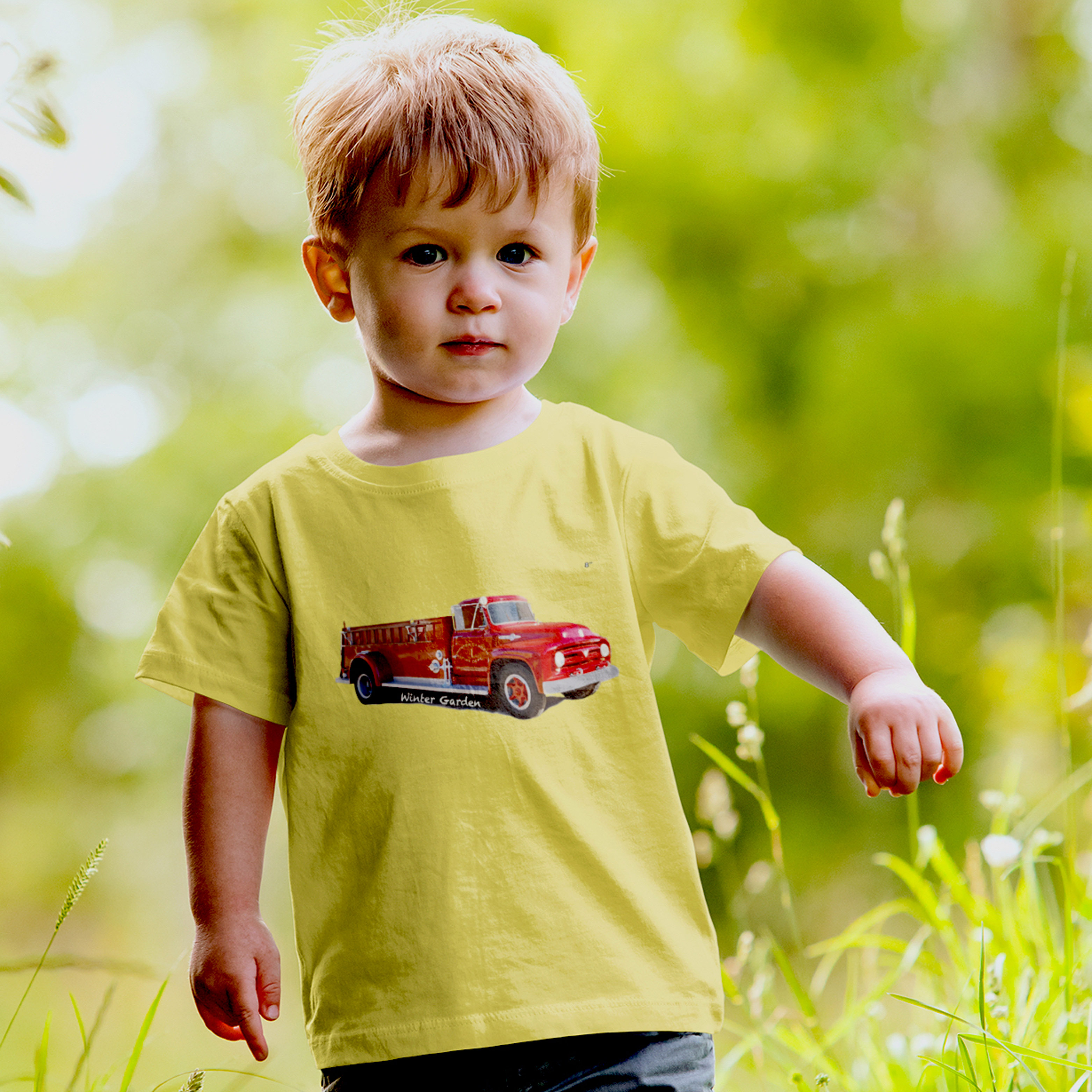 Kids Cotton T-shirt featuring the Heritage Fire Engine Kids Cotton T-shirt featuring the Heritage Fire Engine