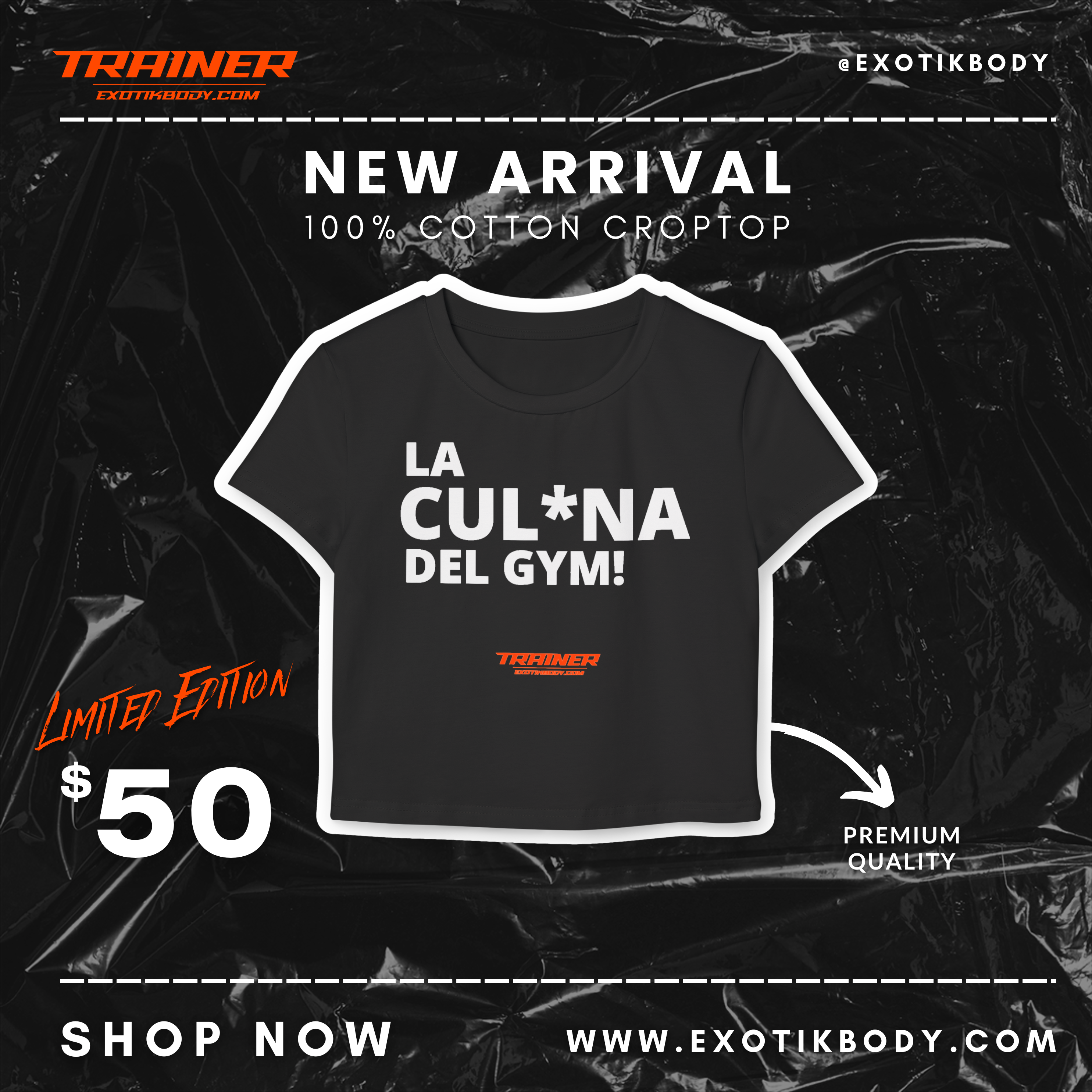 Women's Crop - La Cul*na Del Gym! Women's Crop - La Cul*na Del Gym!