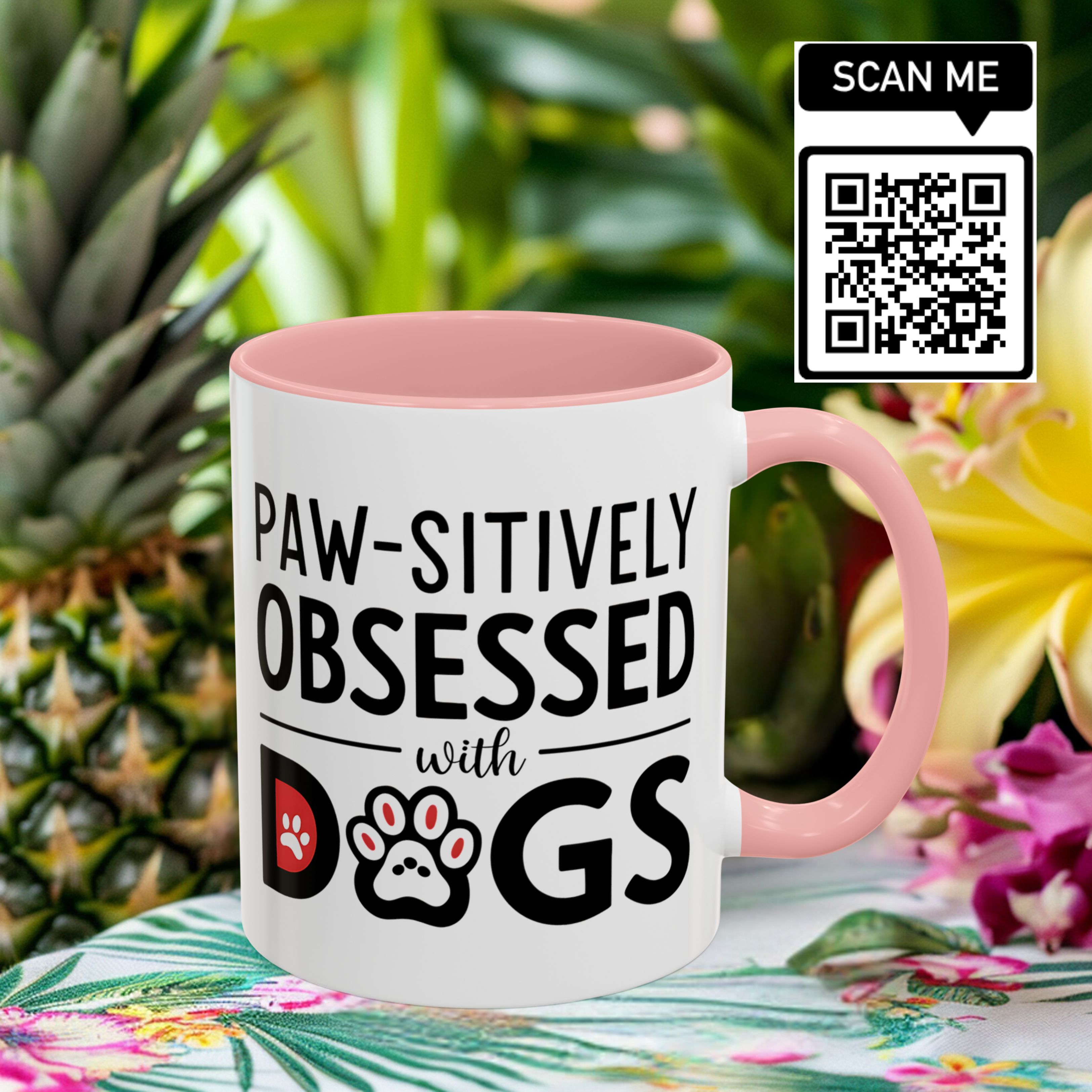 Paw-sitively Obsessed with Dogs ,gift , mug ,coffee , Dog Lover Gift ,  National Dog Month , Accent Coffee Mug (11, 15oz)  product thumbnail image