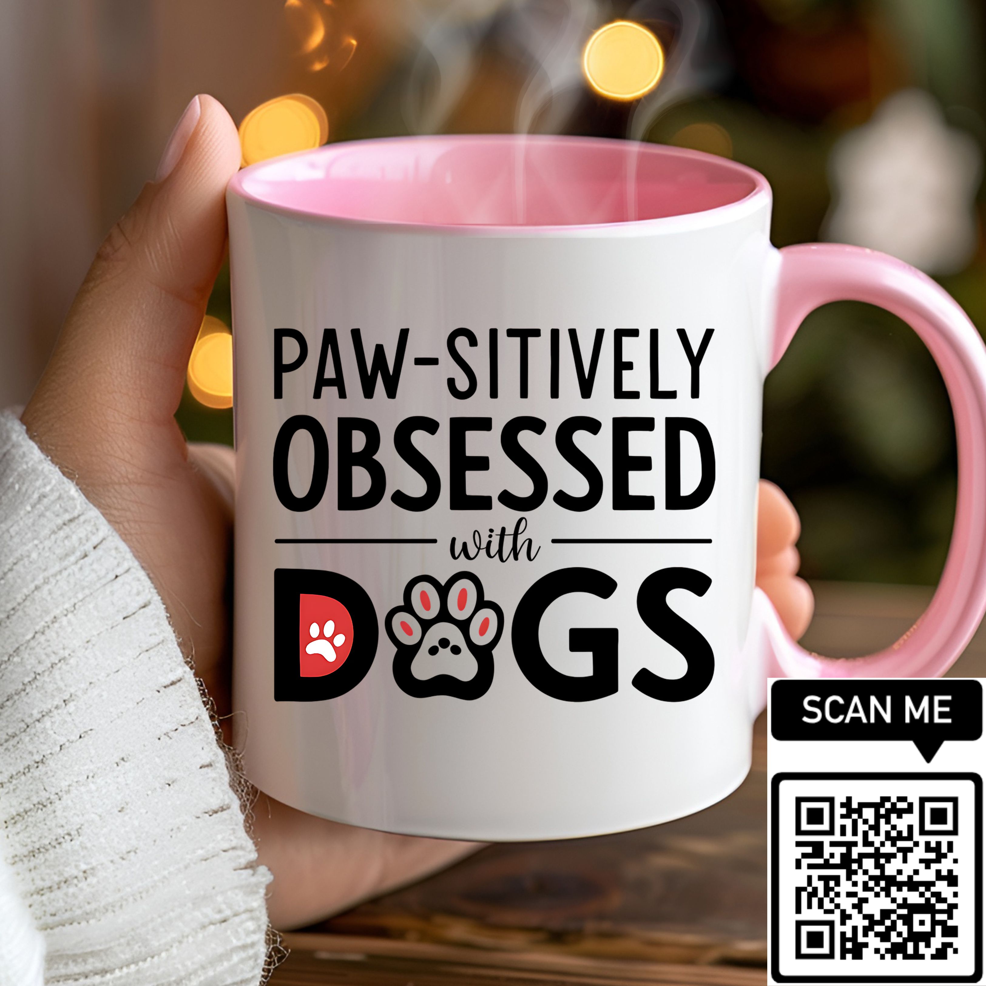 Paw-sitively Obsessed with Dogs ,gift , mug ,coffee , Dog Lover Gift ,  National Dog Month , Accent Coffee Mug (11, 15oz)  product thumbnail image