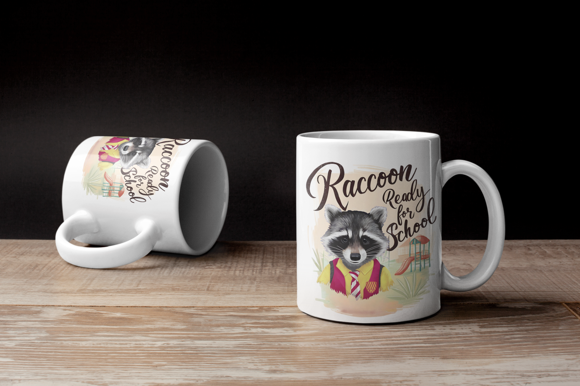 Raccoon ready for school ,coffee ,Mug Raccoon Funny Motivation , gift for friends, pet mug,Accent Coffee Mug (11, 15oz)  product thumbnail image