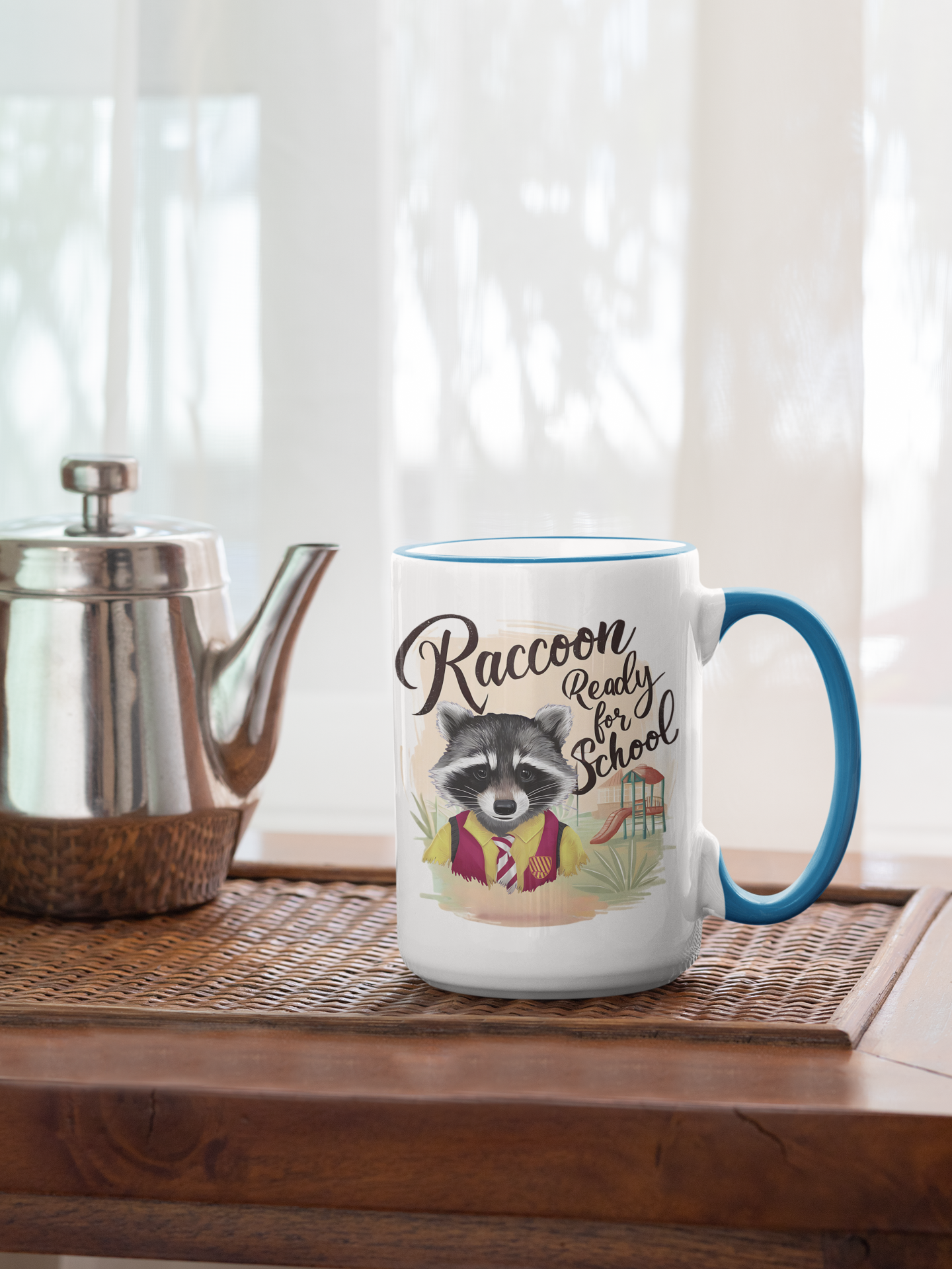 Raccoon ready for school ,coffee ,Mug Raccoon Funny Motivation , gift for friends, pet mug,Accent Coffee Mug (11, 15oz)  product thumbnail image
