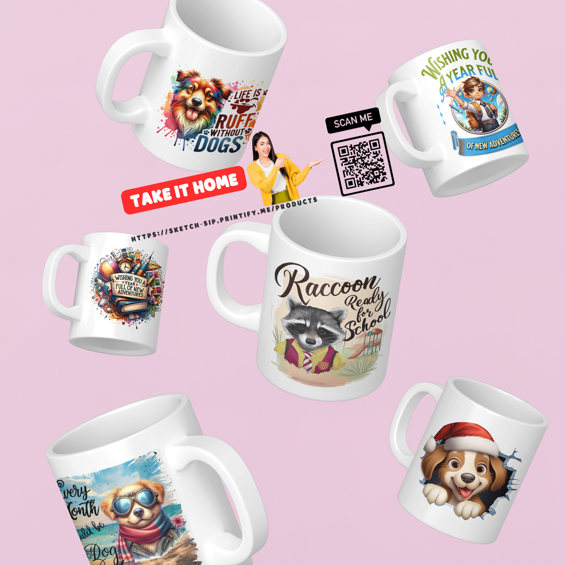 Raccoon ready for school ,coffee ,Mug Raccoon Funny Motivation , gift for friends, pet mug,Accent Coffee Mug (11, 15oz)  product thumbnail image