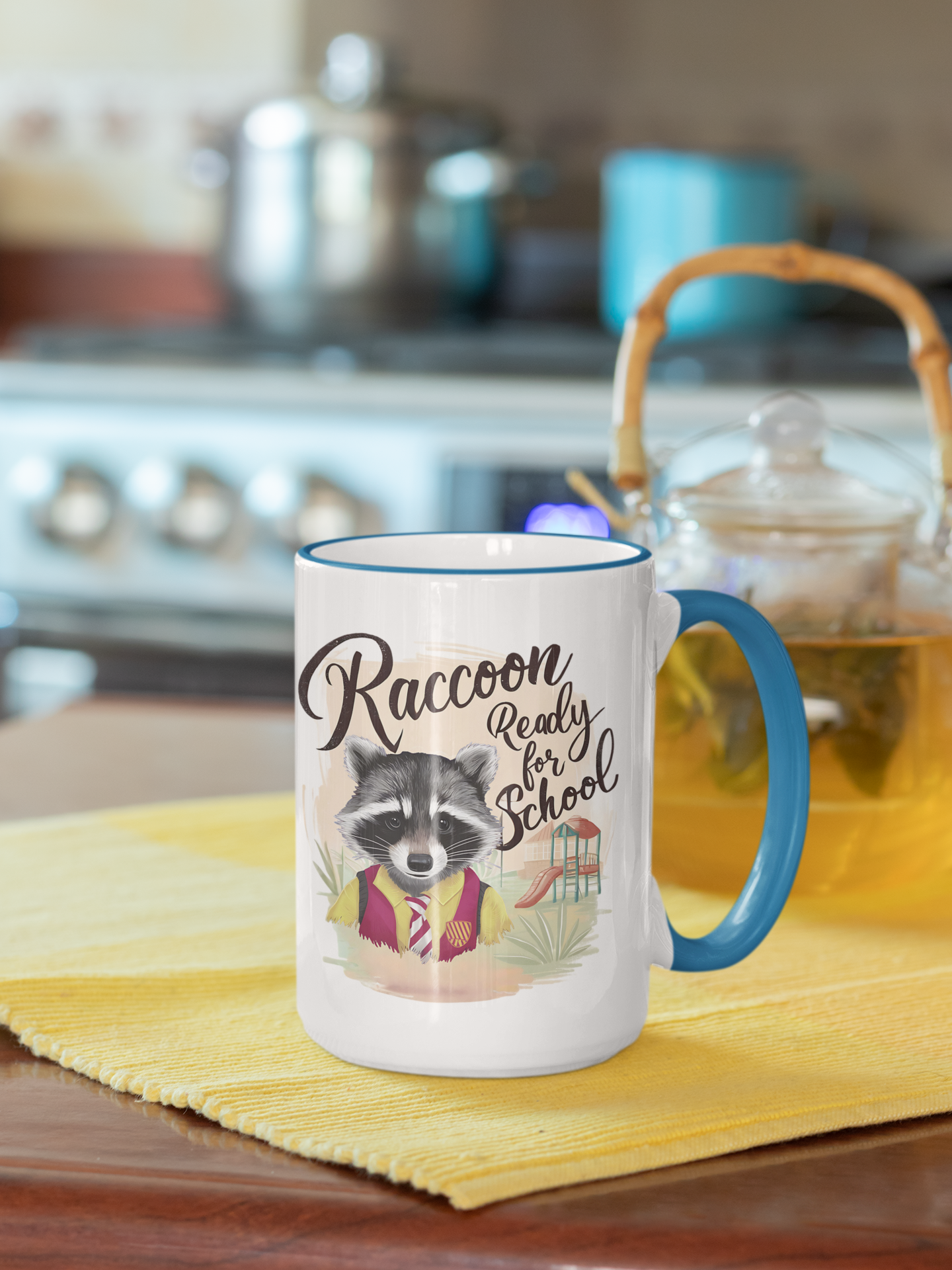 Raccoon ready for school ,coffee ,Mug Raccoon Funny Motivation , gift for friends, pet mug,Accent Coffee Mug (11, 15oz)  product thumbnail image