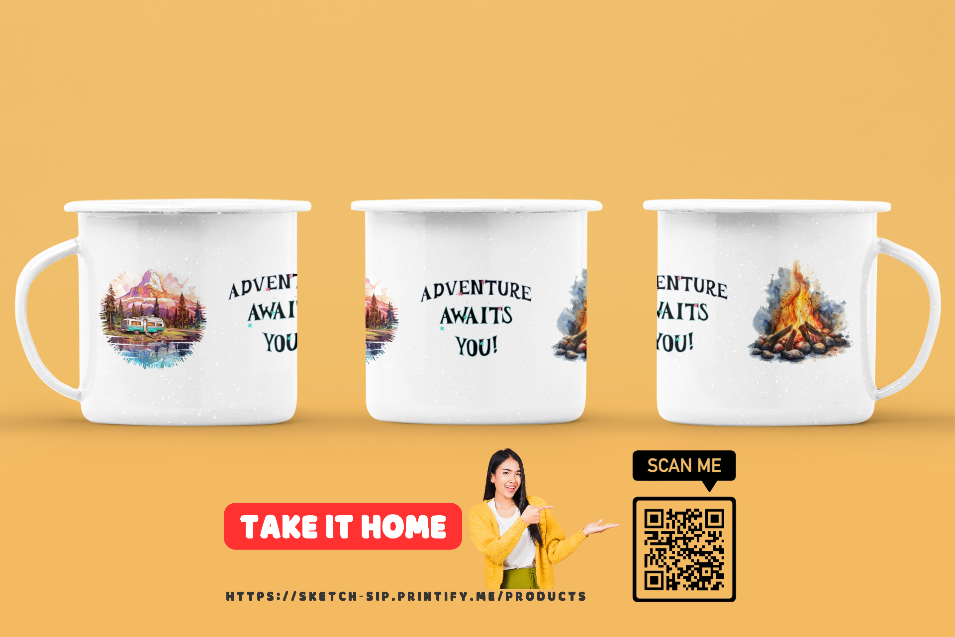 Snuggle Up with Cozy Winter Vibes – The Ultimate Mug for Chilly Days! - Enamel Camping Mug product thumbnail image