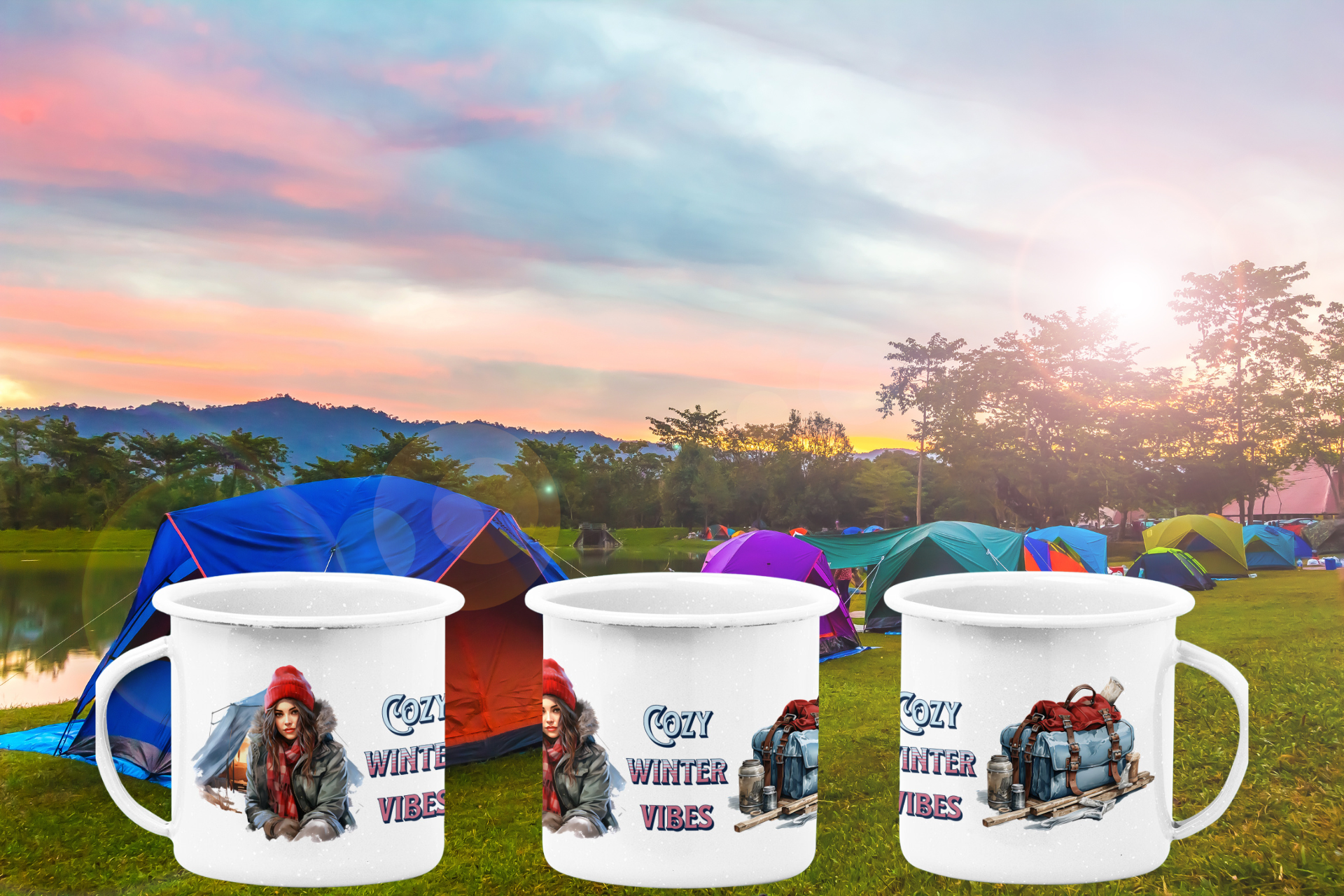 Snuggle Up with Cozy Winter Vibes – The Ultimate Mug for Chilly Days! - Enamel Camping Mug product thumbnail image
