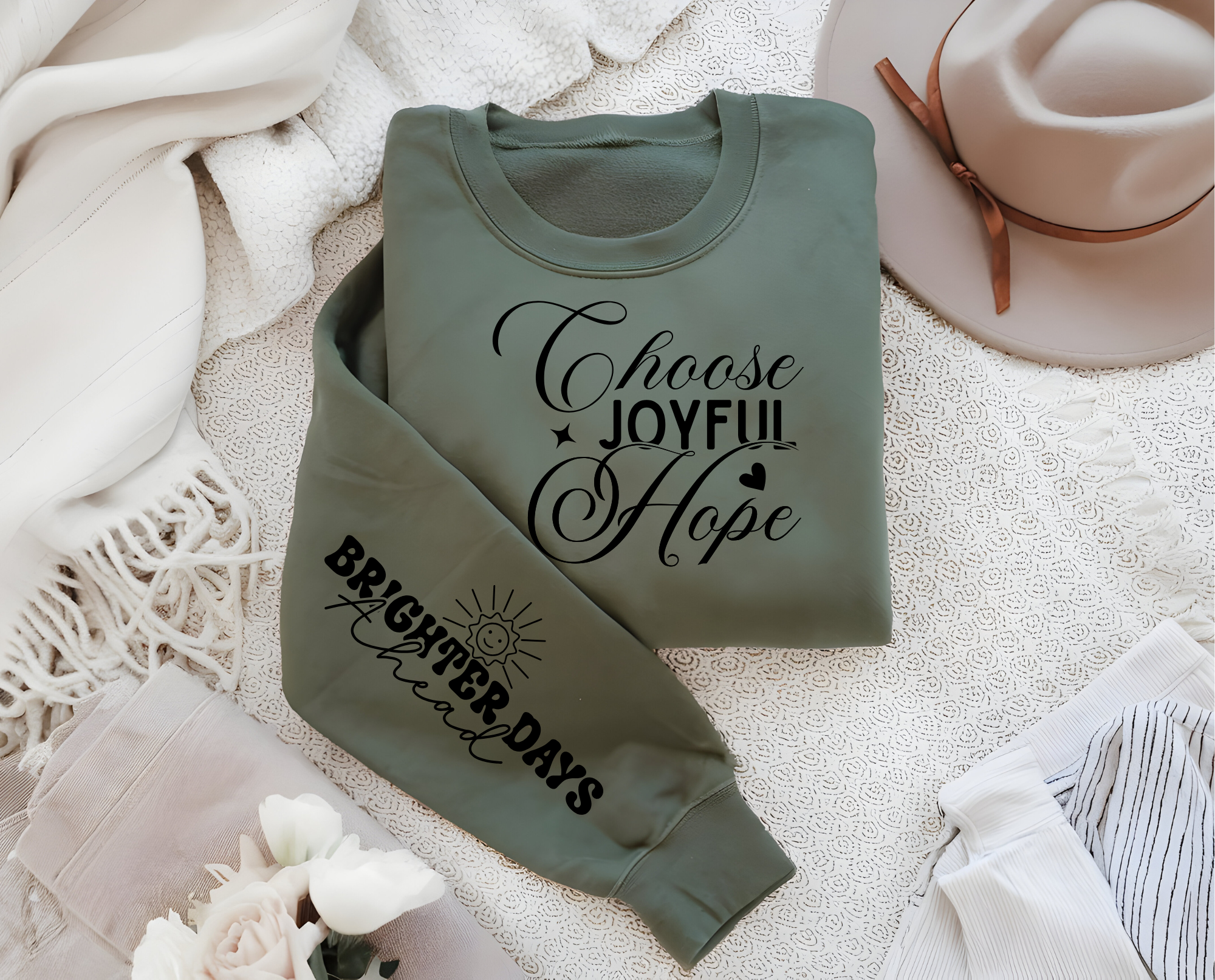 Joyful Hope, Brighter Days ahead Unisex Sweatshirt - Inspirational Quote, Cozy Jumper, Gender Neutral Pullover, Positive Vibes Gift, Holiday