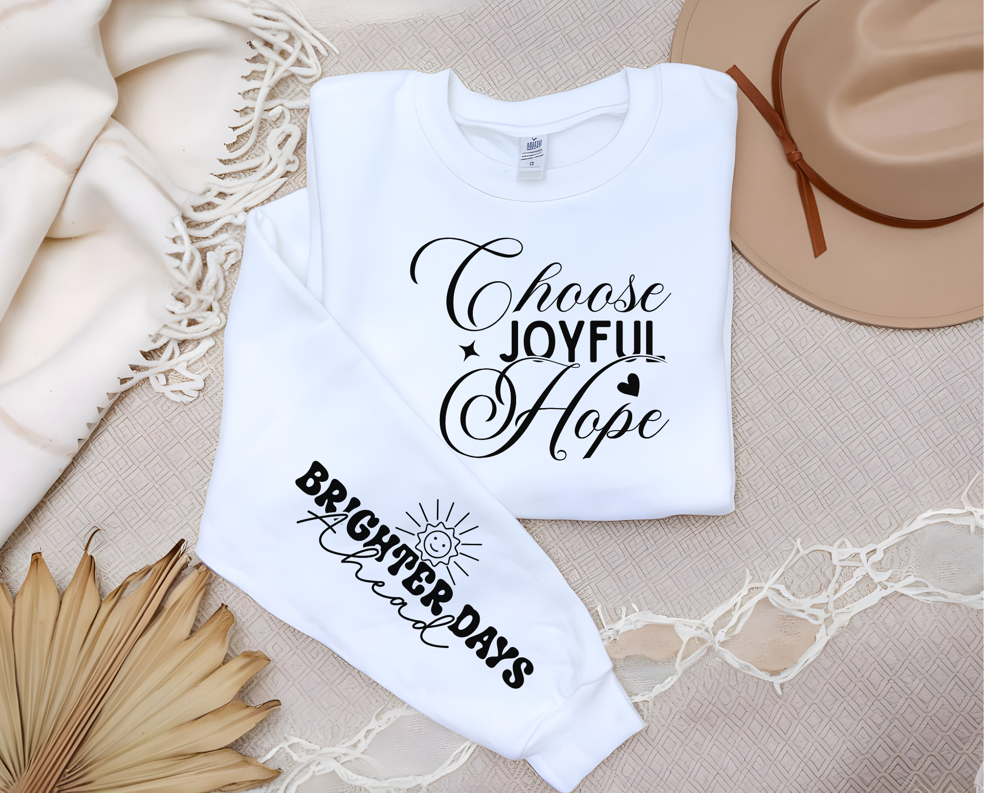 Joyful Hope, Brighter Days ahead Unisex Sweatshirt - Inspirational Quote, Cozy Jumper, Gender Neutral Pullover, Positive Vibes Gift, Holiday product thumbnail image