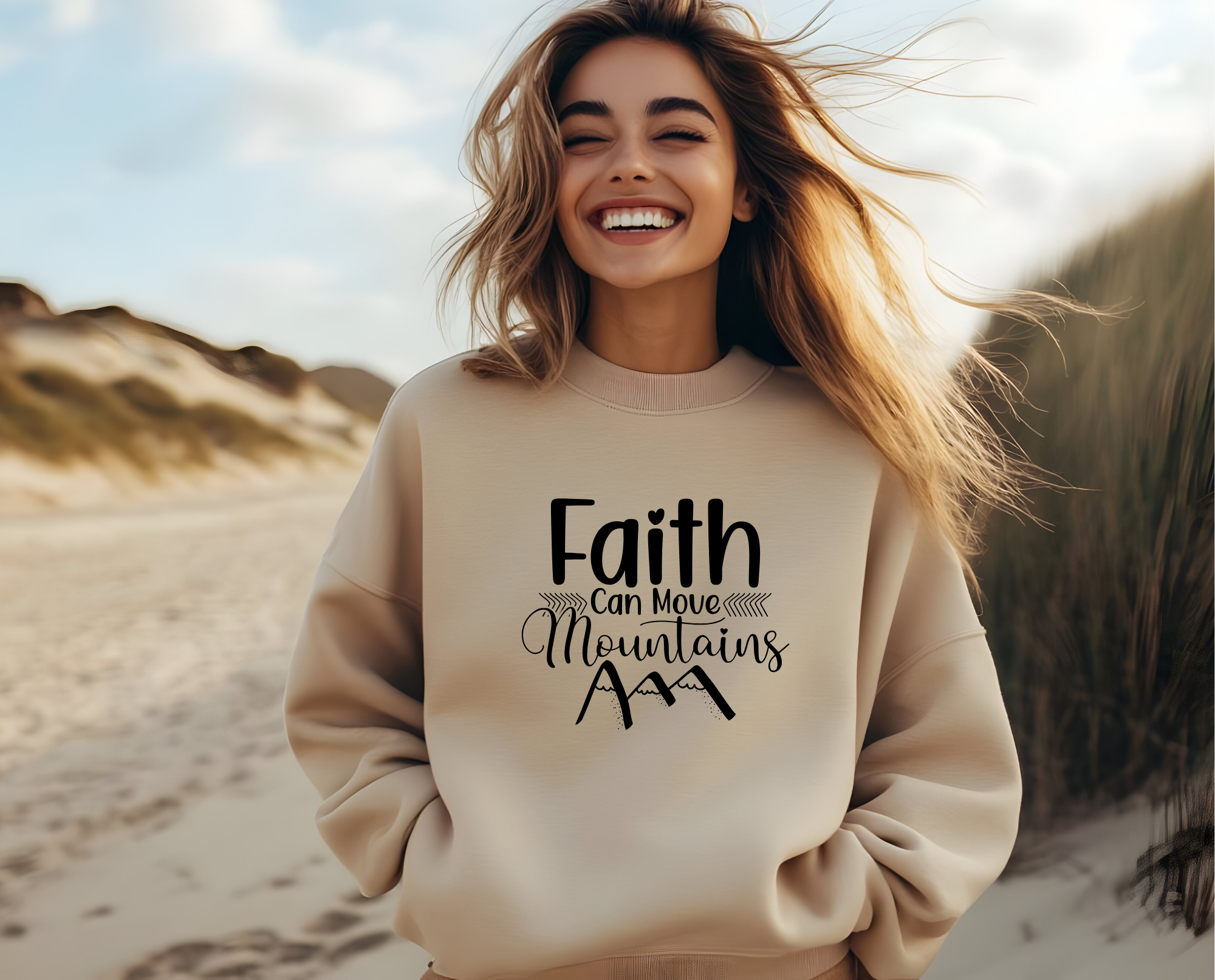 Faith Can Move Mountains Christian Sweatshirt, Religious Crewneck Jumper, Inspirational Bible Verse Top, Unisex Christian Apparel, Mountain product thumbnail image