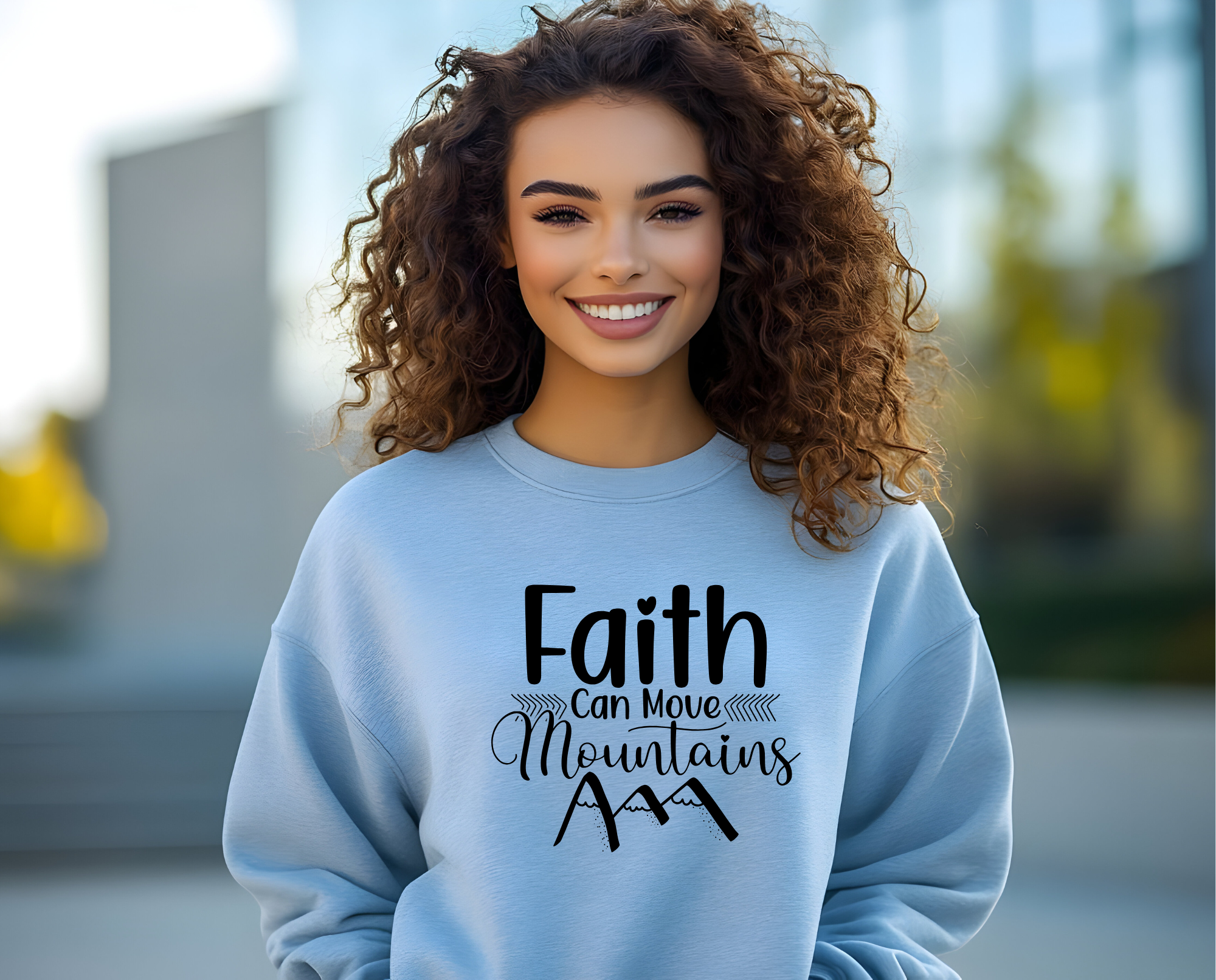 Faith Can Move Mountains Christian Sweatshirt, Religious Crewneck Jumper, Inspirational Bible Verse Top, Unisex Christian Apparel, Mountain product thumbnail image