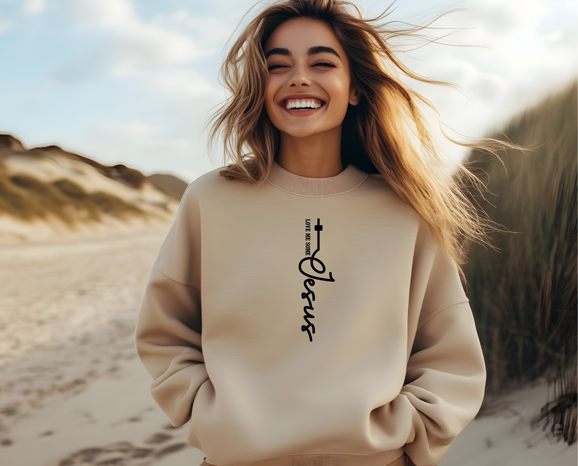 Christian Unisex Trendy Sweatshirt, Love Me Some Jesus, Religious Apparel, Faith-based Pullover, Inspirational Jumper, Christianity Gift product thumbnail image