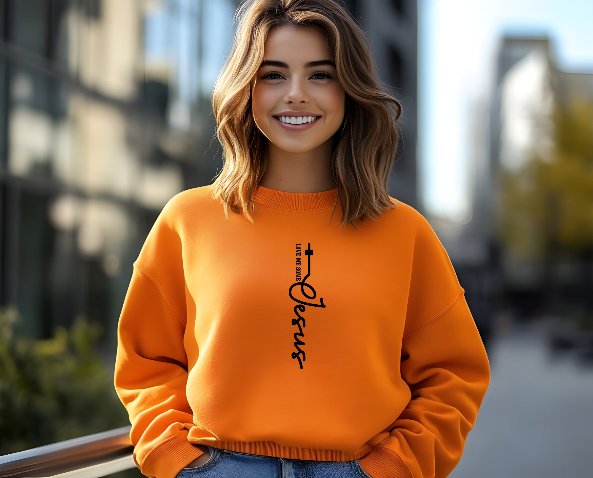 Christian Unisex Trendy Sweatshirt, Love Me Some Jesus, Religious Apparel, Faith-based Pullover, Inspirational Jumper, Christianity Gift product thumbnail image