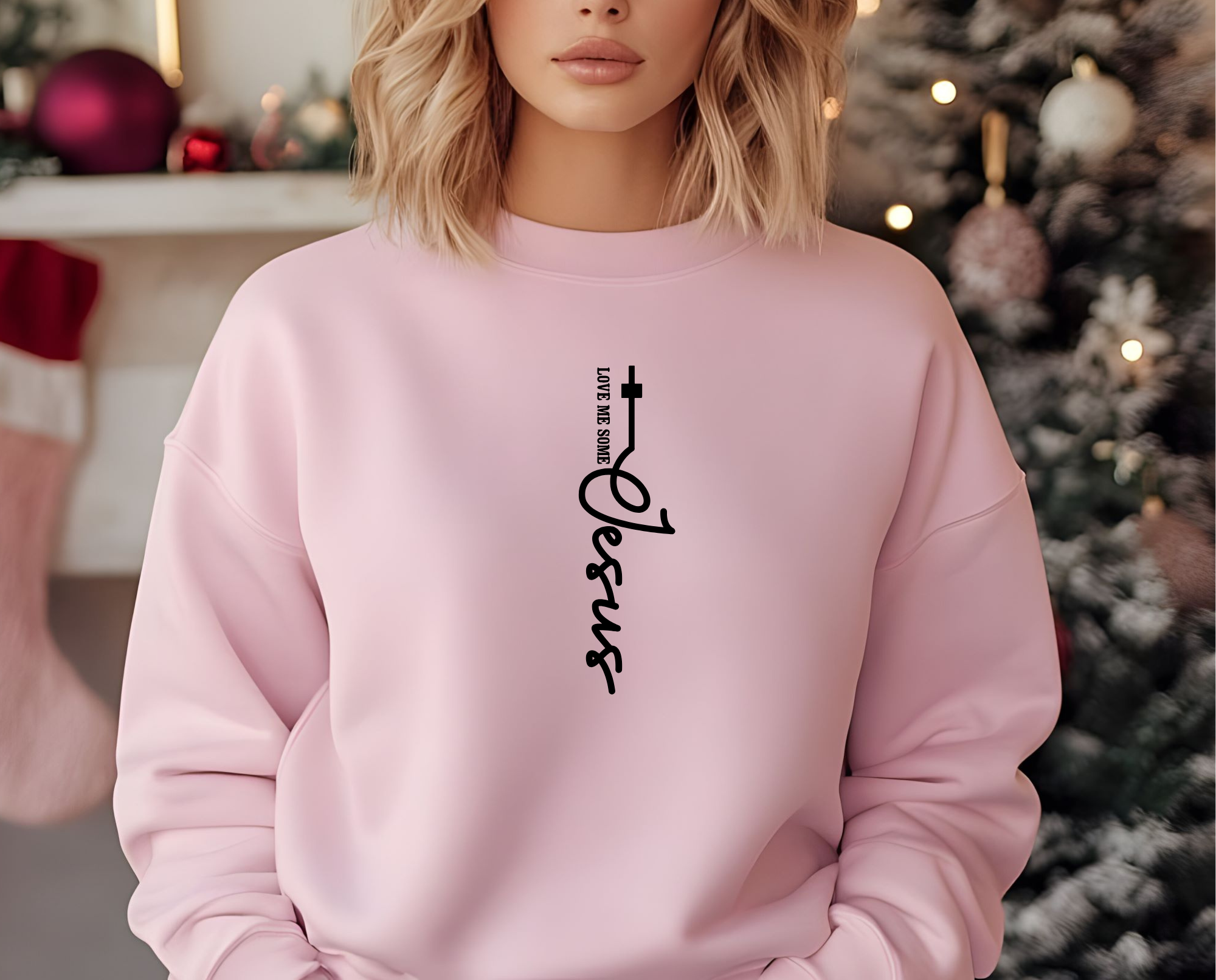 Christian Unisex Trendy Sweatshirt, Love Me Some Jesus, Religious Apparel, Faith-based Pullover, Inspirational Jumper, Christianity Gift product thumbnail image