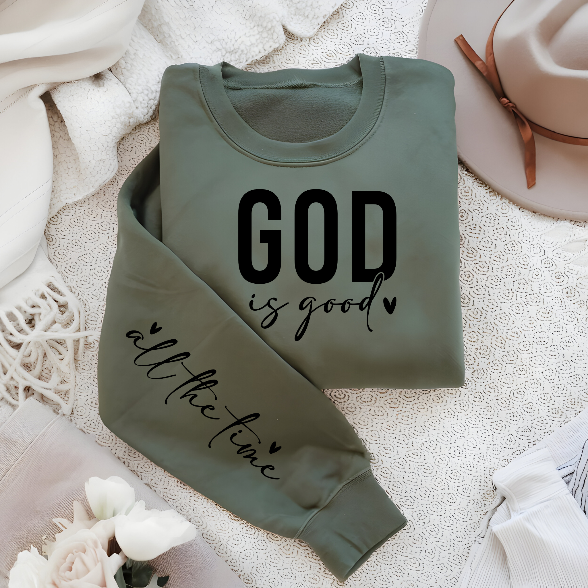 Christian Sweatshirt, God is Good All the Time, Christian Gift, Religious Apparel, Inspirational Jumper, Faith Clothing product thumbnail image