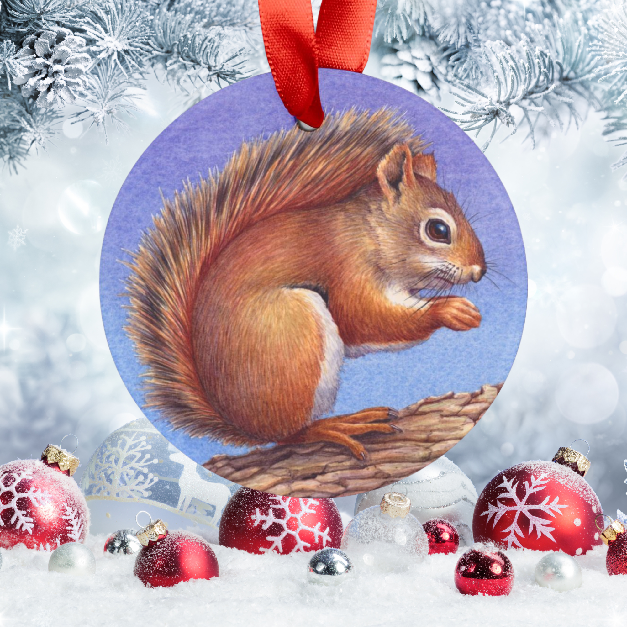 Red Squirrel Christmas Ornament | Cute Wildlife Decor product thumbnail image Red Squirrel Christmas Ornament | Cute Wildlife Decor product thumbnail image
