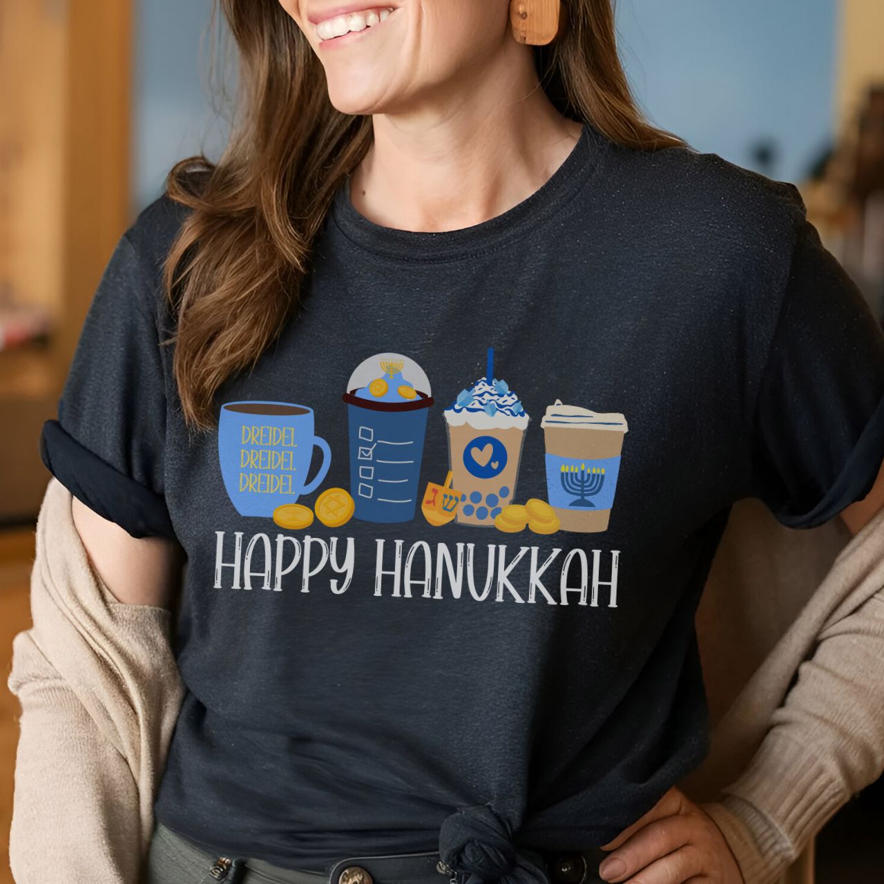 Hanukkah Shirt, Bella Coffee Latte, Hannukah Shirt, Chanukkah Shirt, Happy Hanukkah, Festival of Lights, Gift for Jewish Person, Dreidels product thumbnail image Hanukkah Shirt, Bella Coffee Latte, Hannukah Shirt, Chanukkah Shirt, Happy Hanukkah, Festival of Lights, Gift for Jewish Person, Dreidels product thumbnail image