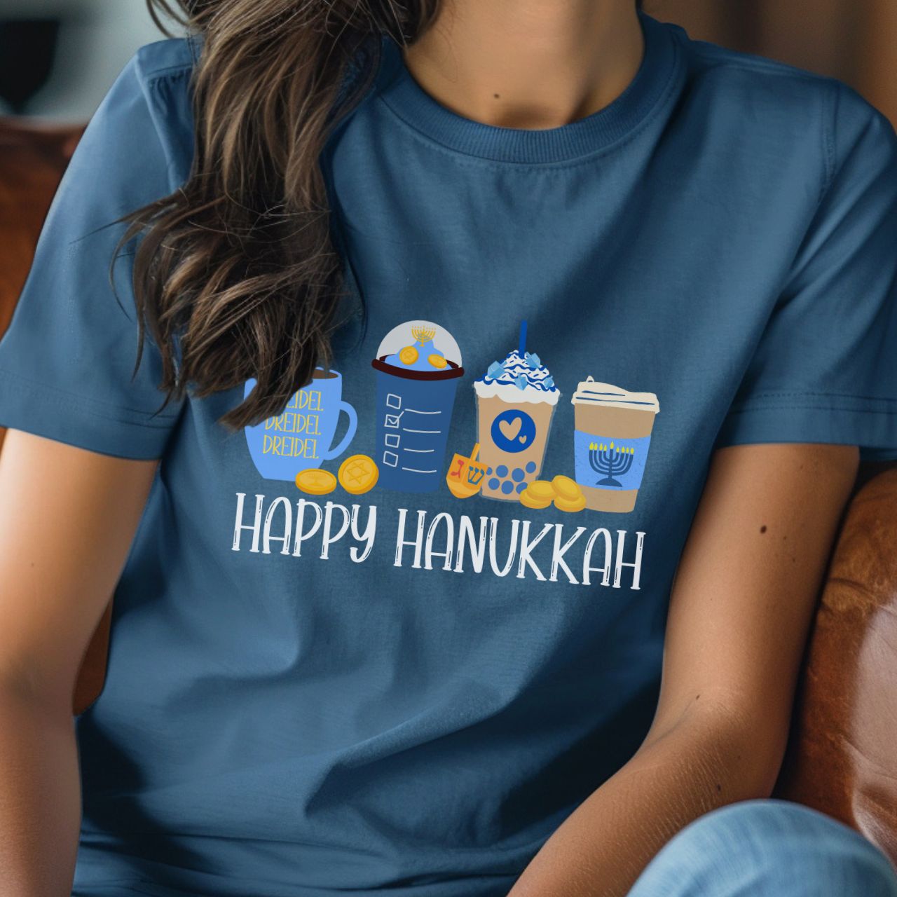 Hanukkah Shirt, Hanukkah Coffee Latte, Hannukah Shirt, Chanukkah Shirt, Happy Hanukkah, Festival of Lights, Gift for Jewish Person, Dreidels product thumbnail image Hanukkah Shirt, Hanukkah Coffee Latte, Hannukah Shirt, Chanukkah Shirt, Happy Hanukkah, Festival of Lights, Gift for Jewish Person, Dreidels product thumbnail image