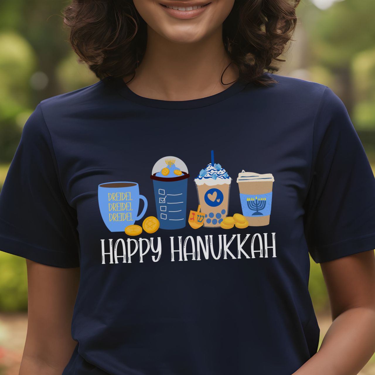 Hanukkah Shirt, Hanukkah Coffee Latte, Hannukah Shirt, Chanukkah Shirt, Happy Hanukkah, Festival of Lights, Gift for Jewish Person, Dreidels product thumbnail image Hanukkah Shirt, Hanukkah Coffee Latte, Hannukah Shirt, Chanukkah Shirt, Happy Hanukkah, Festival of Lights, Gift for Jewish Person, Dreidels product thumbnail image