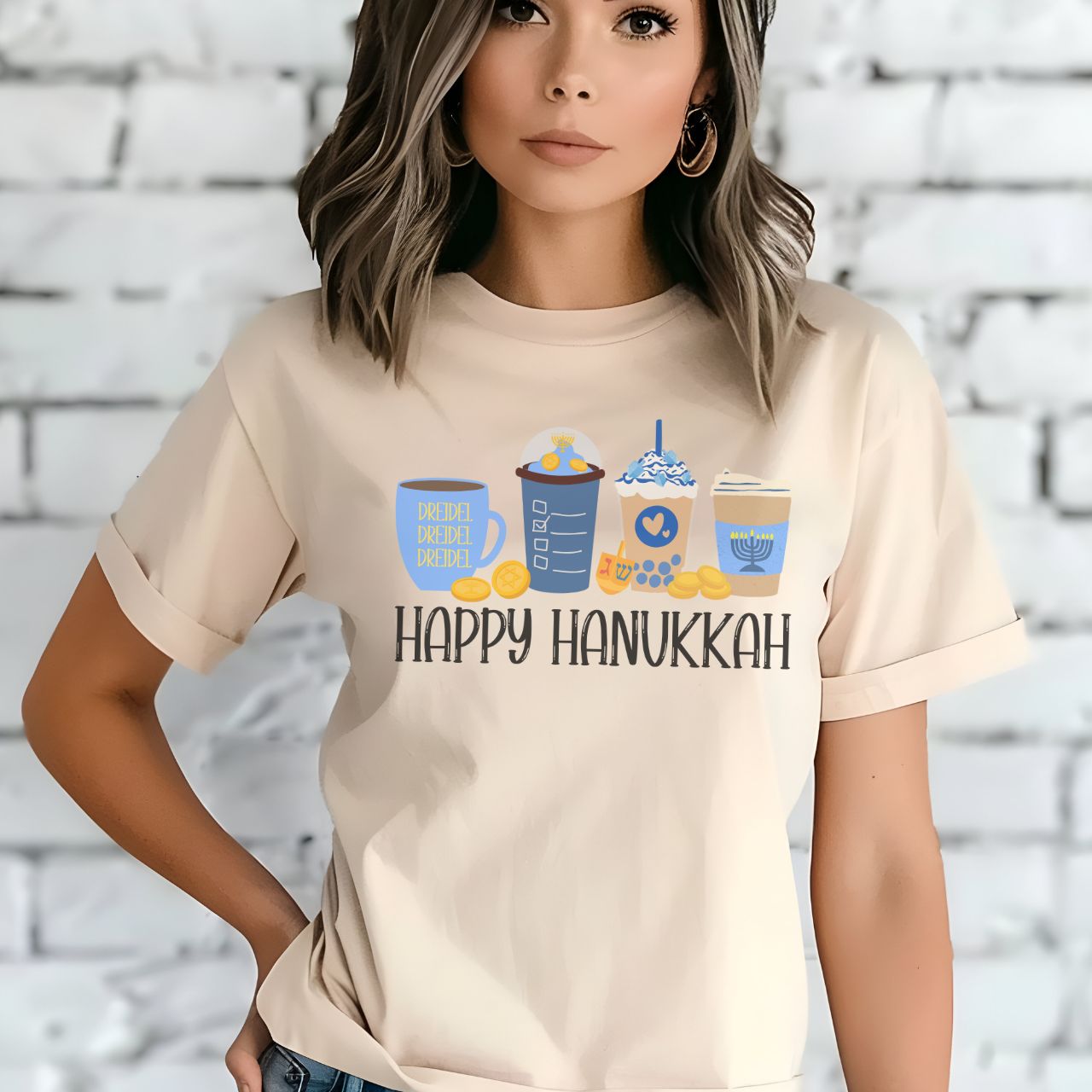 Hanukkah Shirt, Hanukkah Coffee Latte, Hannukah Shirt, Chanukkah Shirt, Happy Hanukkah, Festival of Lights, Gift for Jewish Person, Dreidels product thumbnail image Hanukkah Shirt, Hanukkah Coffee Latte, Hannukah Shirt, Chanukkah Shirt, Happy Hanukkah, Festival of Lights, Gift for Jewish Person, Dreidels product thumbnail image