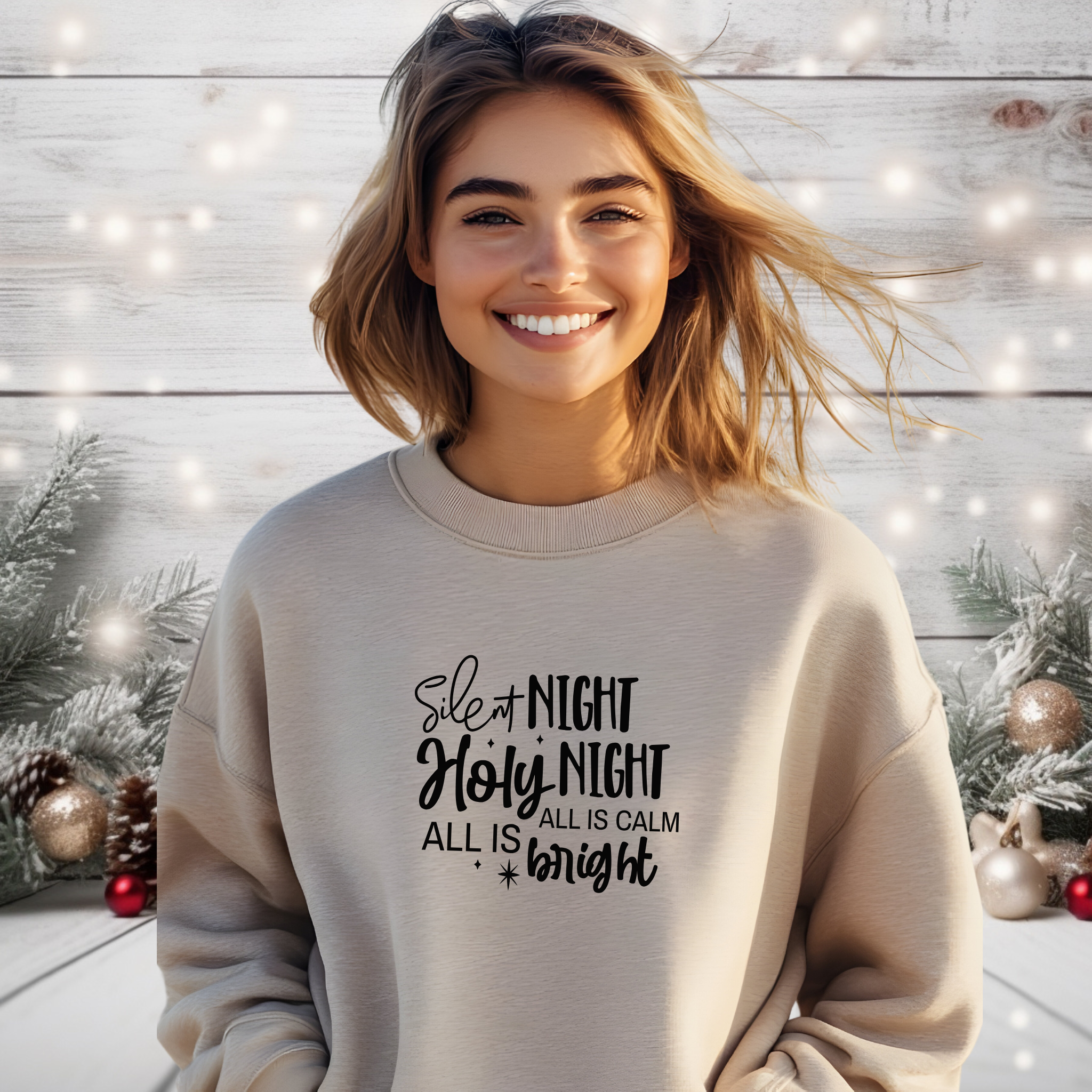 Christmas Unisex Sweatshirt "Silent Night Holy Night, Christian Holiday product thumbnail image Christmas Unisex Sweatshirt "Silent Night Holy Night, Christian Holiday product thumbnail image
