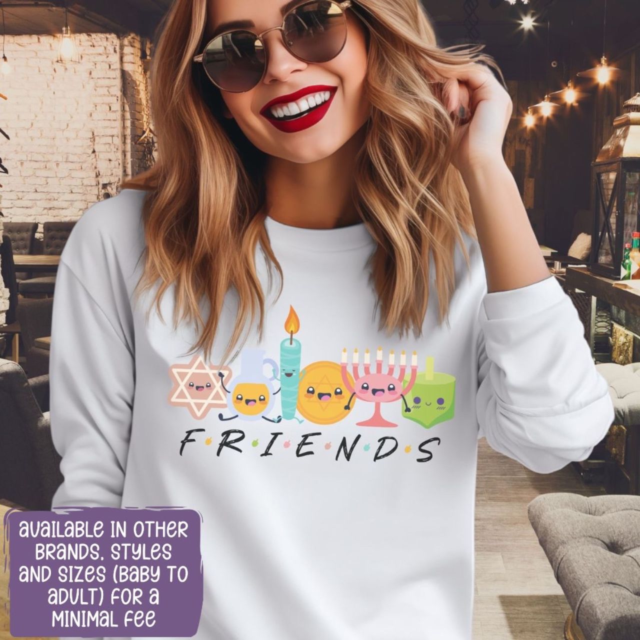 Hanukkah Friends Shirt, Funny Hanukkah Shirt, Chanukkah Shirt, Dreidel, Menorah, Gelt, Gift for Hanukkah, Gift for Jewish Person, Longsleeve