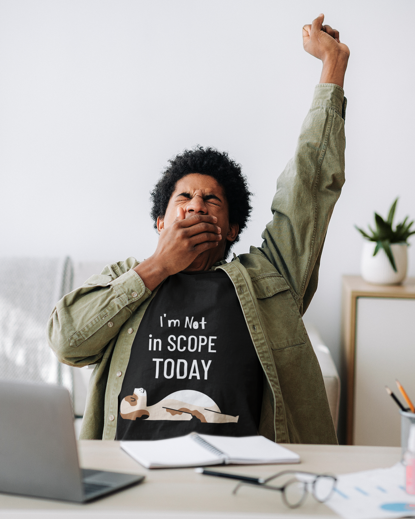 I'm Not in Scope Today - Funny Project Management cat in the rain: Unisex Jersey Short Sleeve Tee product thumbnail image I'm Not in Scope Today - Funny Project Management cat in the rain: Unisex Jersey Short Sleeve Tee product thumbnail image