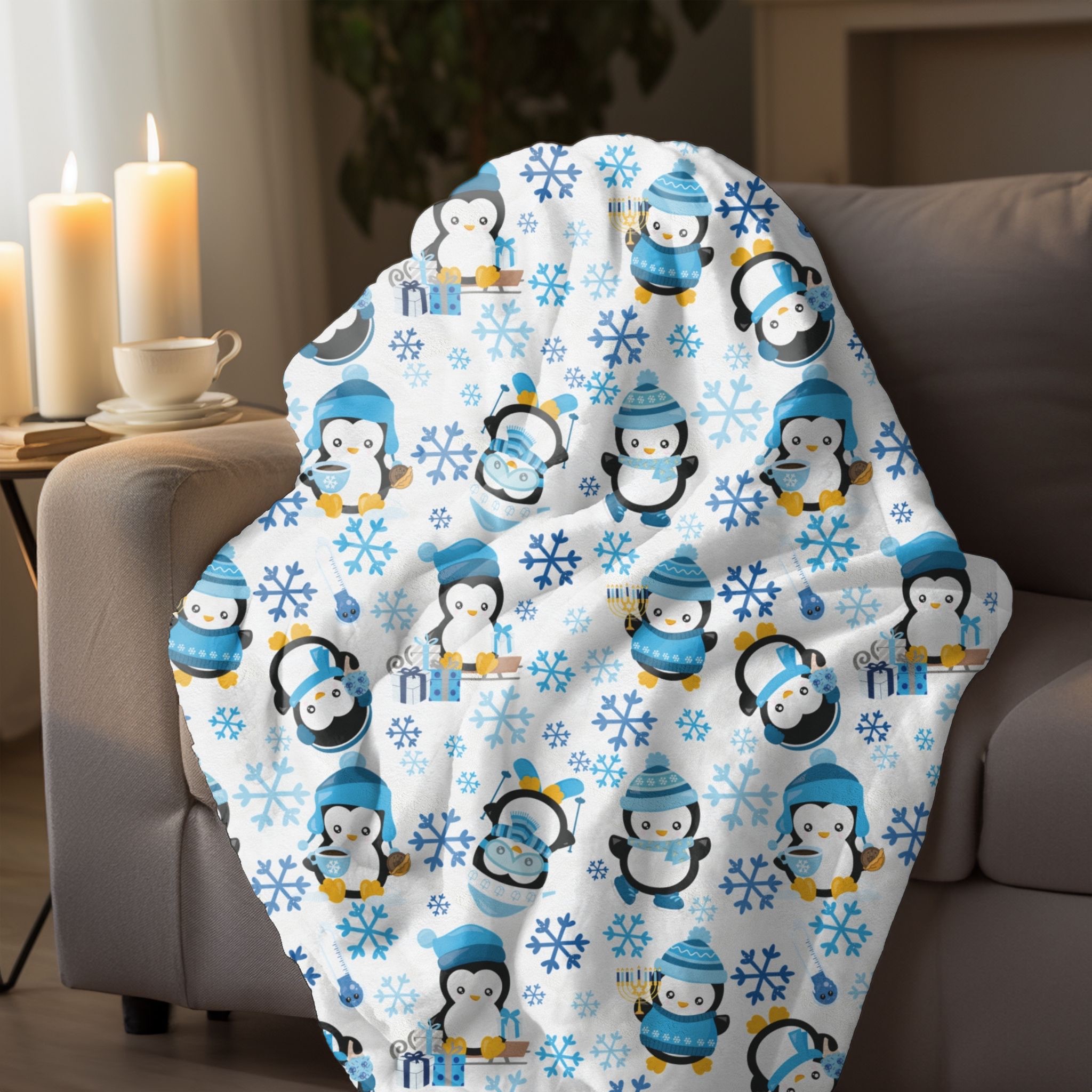 Hanukkah Penguins Velveteen Plush Blanket, Hanukkah Blanket, Gift for Hanukkah, Gift For Jewish Person,Happy Hanukkah,Hanukkah Plush Blanket product thumbnail image Hanukkah Penguins Velveteen Plush Blanket, Hanukkah Blanket, Gift for Hanukkah, Gift For Jewish Person,Happy Hanukkah,Hanukkah Plush Blanket product thumbnail image