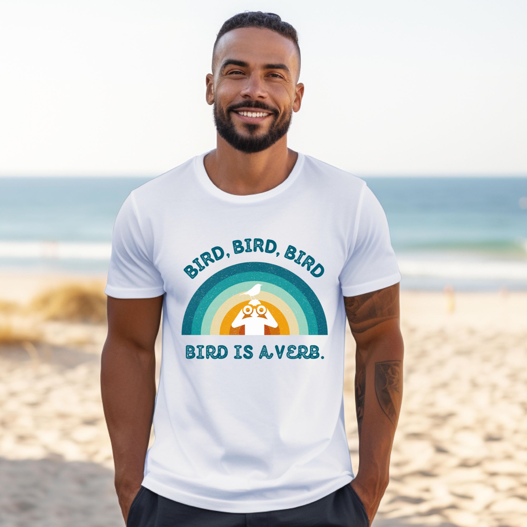 Funny Birders Unisex Tee 'Bird, Bird, Bird, Bird is a Verb' Retro T-Shirt product thumbnail image Funny Birders Unisex Tee 'Bird, Bird, Bird, Bird is a Verb' Retro T-Shirt product thumbnail image