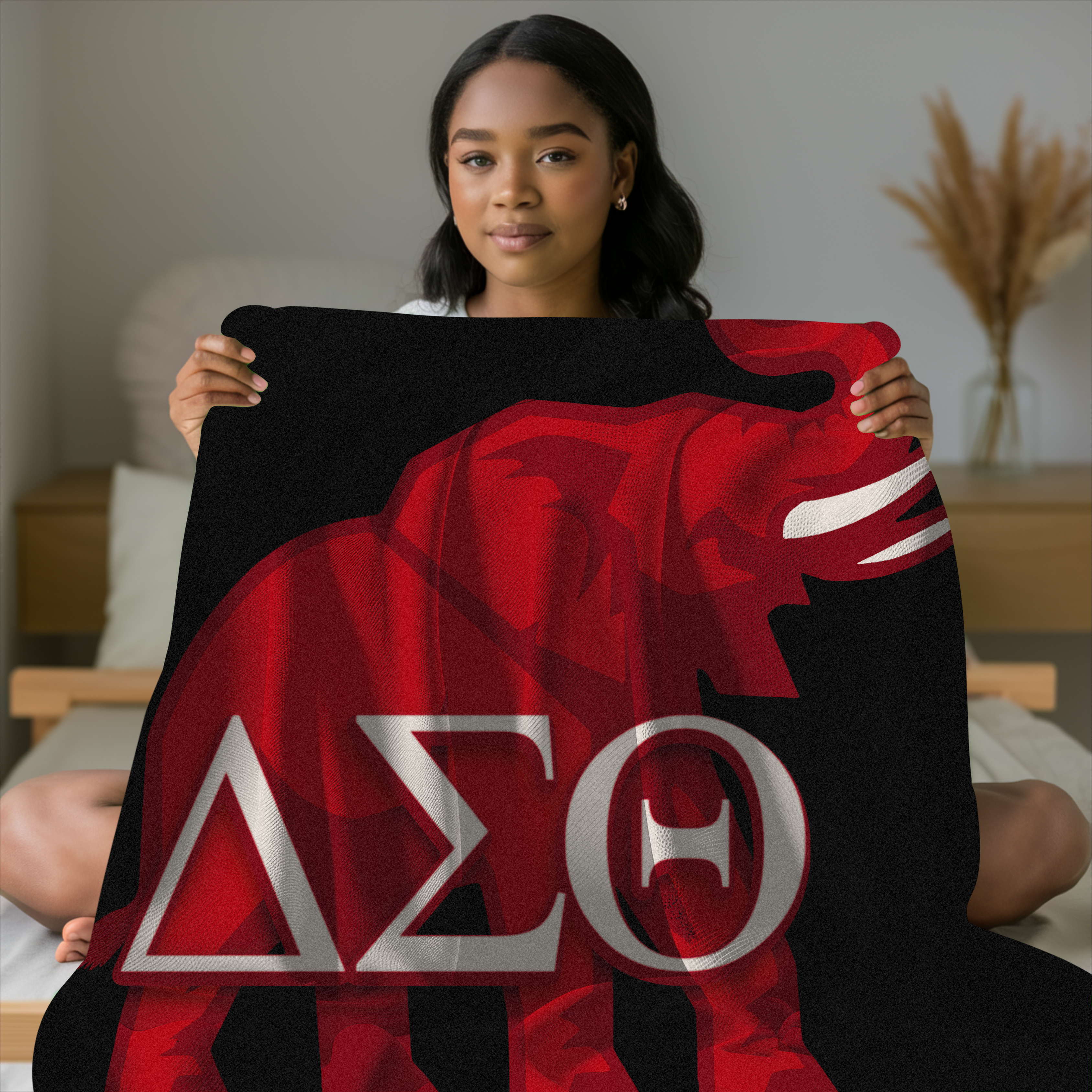 Red Diva Sorority Elephant Blanket - Member's Gift, 1913 Design, Greek Letters, Crimson and Cream Paraphernalia Merch, Fleece Throw product thumbnail image Red Diva Sorority Elephant Blanket - Member's Gift, 1913 Design, Greek Letters, Crimson and Cream Paraphernalia Merch, Fleece Throw product thumbnail image