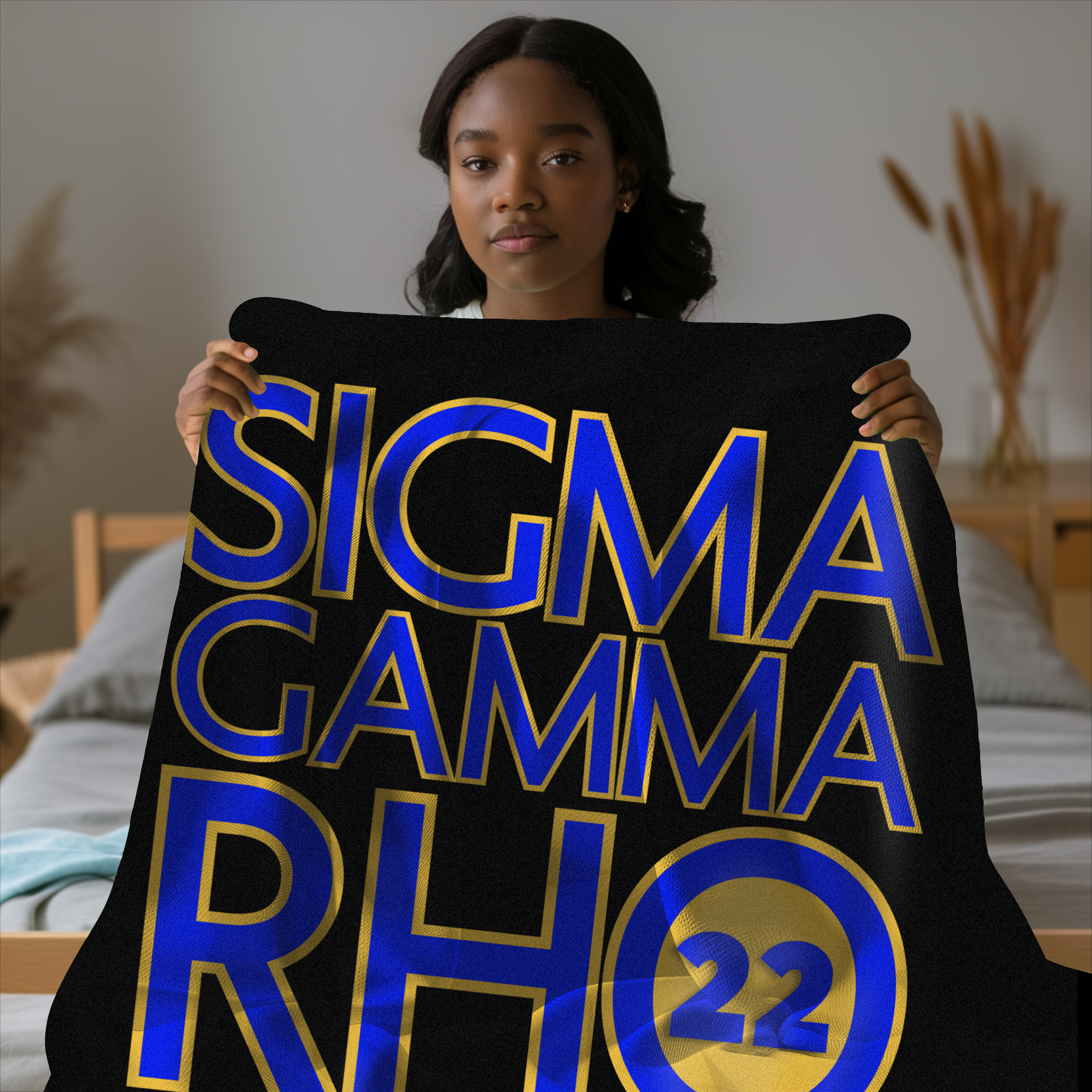 Velveteen Blanket - Blue Sigma, Rhoyal Sorority Collectors Gift, 1922 Design, Greek Letters, Blue & Gold Paraphernalia Merch, Fleece Sherpa product thumbnail image Velveteen Blanket - Blue Sigma, Rhoyal Sorority Collectors Gift, 1922 Design, Greek Letters, Blue & Gold Paraphernalia Merch, Fleece Sherpa product thumbnail image