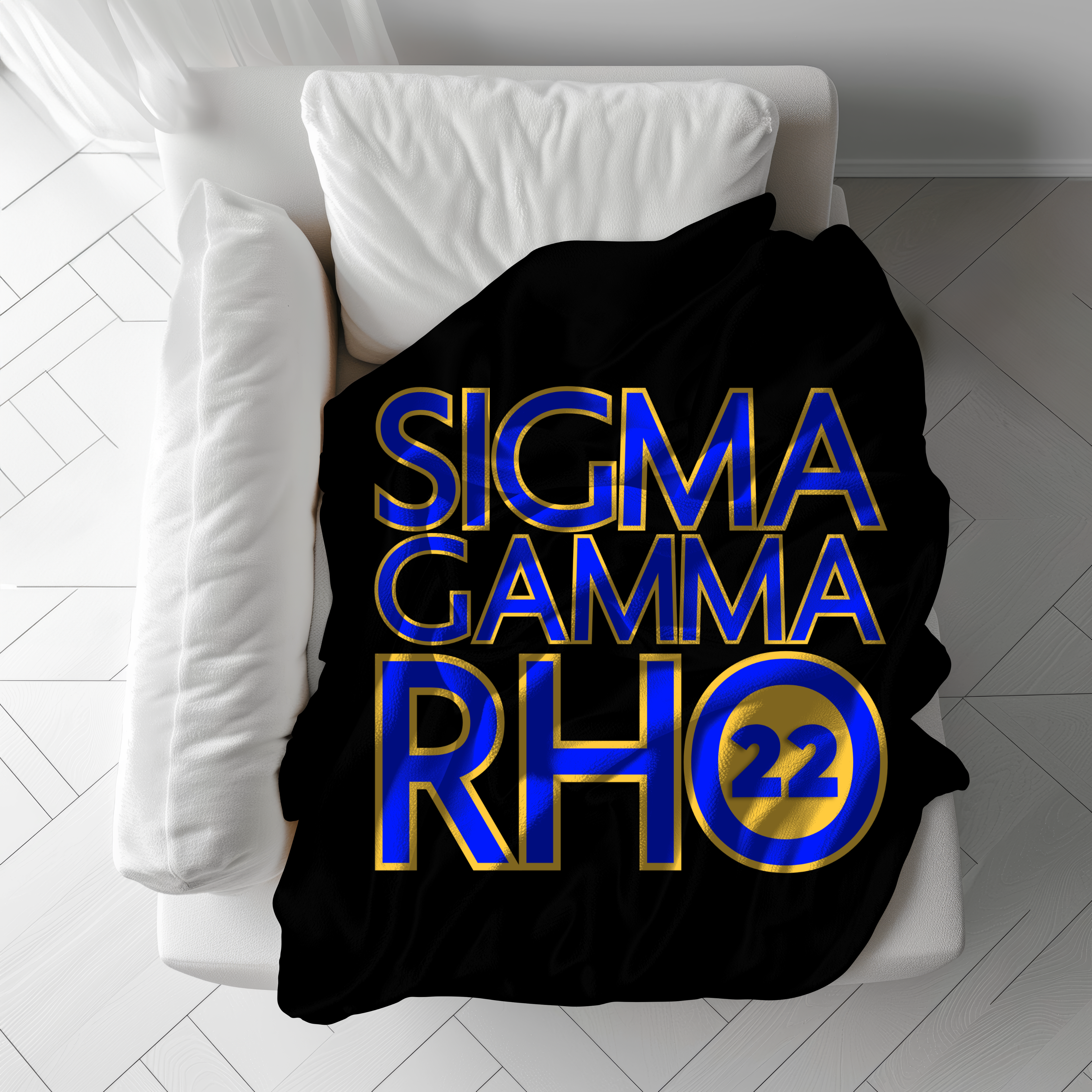 Velveteen Blanket - Blue Sigma, Rhoyal Sorority Collectors Gift, 1922 Design, Greek Letters, Blue & Gold Paraphernalia Merch, Fleece Sherpa product thumbnail image Velveteen Blanket - Blue Sigma, Rhoyal Sorority Collectors Gift, 1922 Design, Greek Letters, Blue & Gold Paraphernalia Merch, Fleece Sherpa product thumbnail image