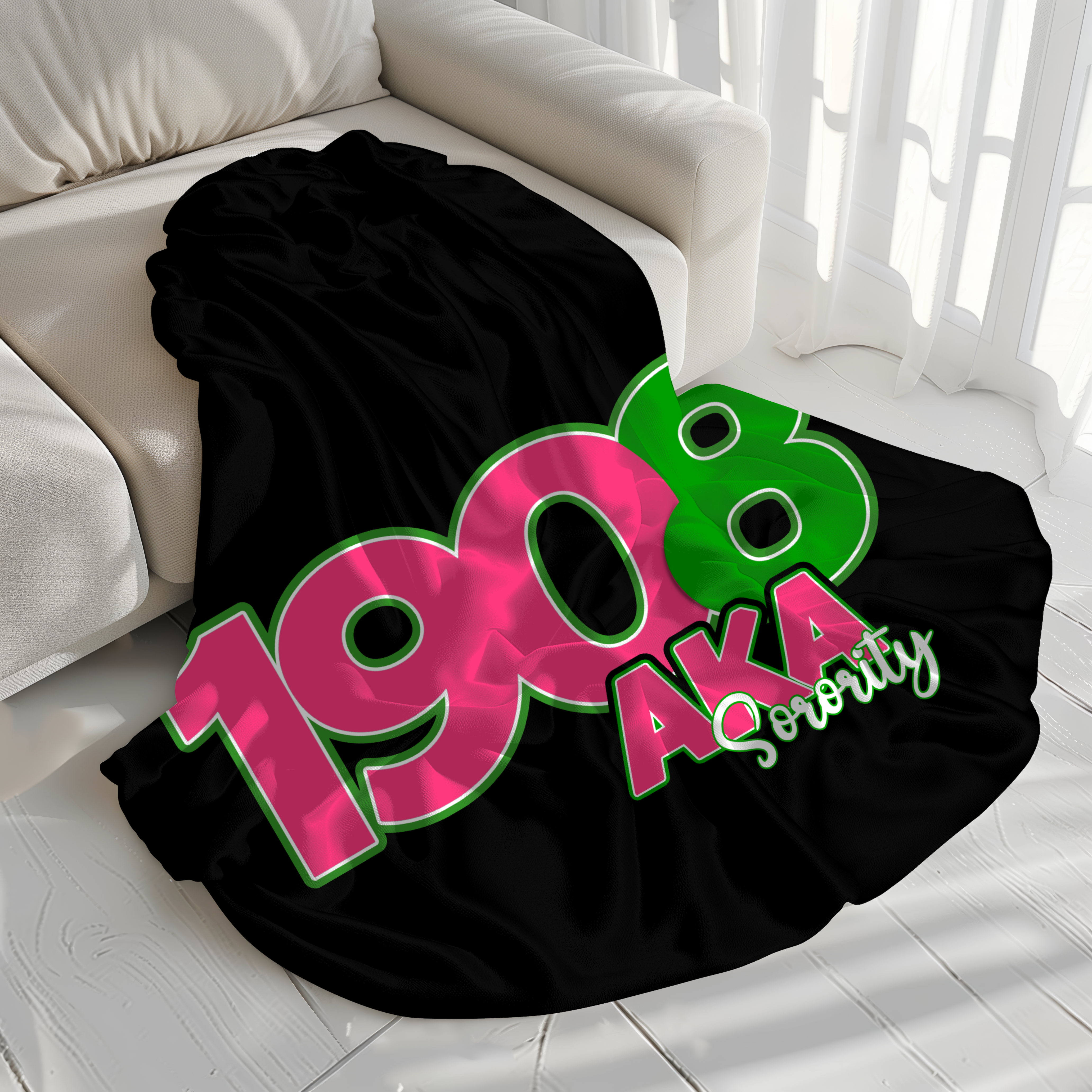 Velveteen Blanket - Pink Pretty Sorority Collectors Gift, 1908 Design with Greek Letters, Pink & Green Paraphernalia Merch, Fleece Sherpa product thumbnail image Velveteen Blanket - Pink Pretty Sorority Collectors Gift, 1908 Design with Greek Letters, Pink & Green Paraphernalia Merch, Fleece Sherpa product thumbnail image