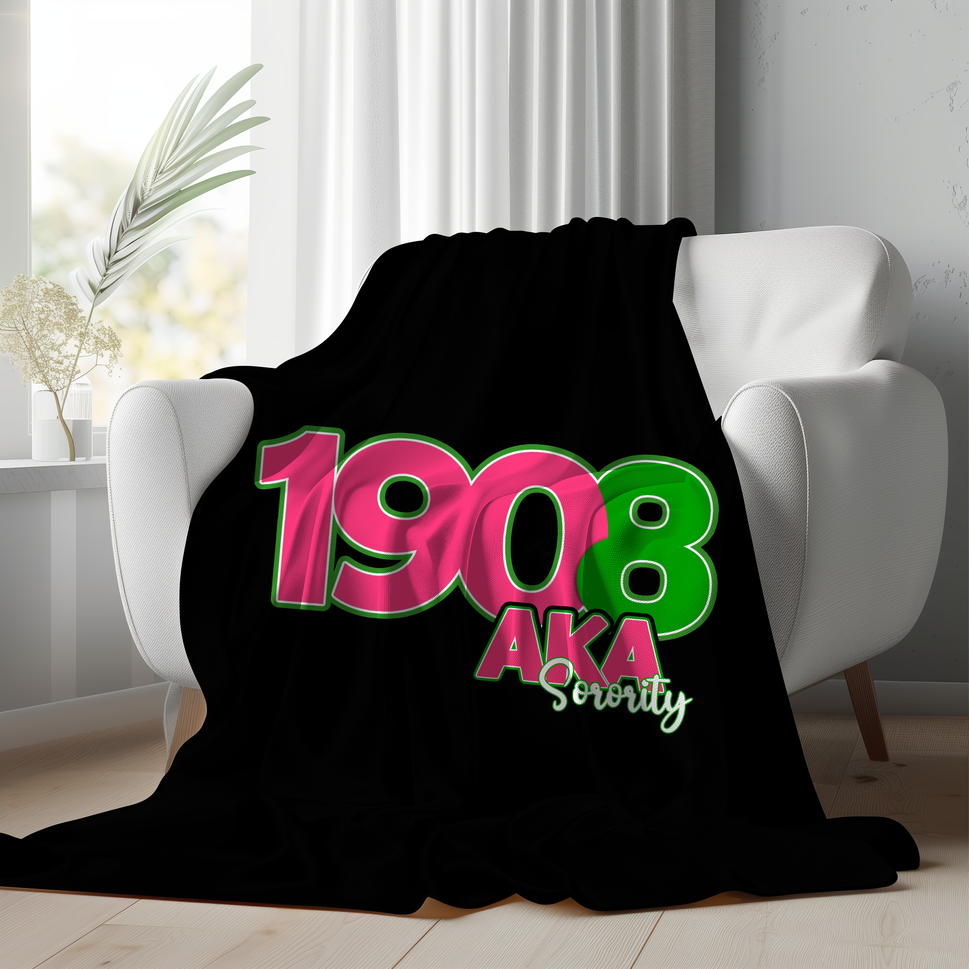 Velveteen Blanket - Pink Pretty Sorority Collectors Gift, 1908 Design with Greek Letters, Pink & Green Paraphernalia Merch, Fleece Sherpa product thumbnail image Velveteen Blanket - Pink Pretty Sorority Collectors Gift, 1908 Design with Greek Letters, Pink & Green Paraphernalia Merch, Fleece Sherpa product thumbnail image