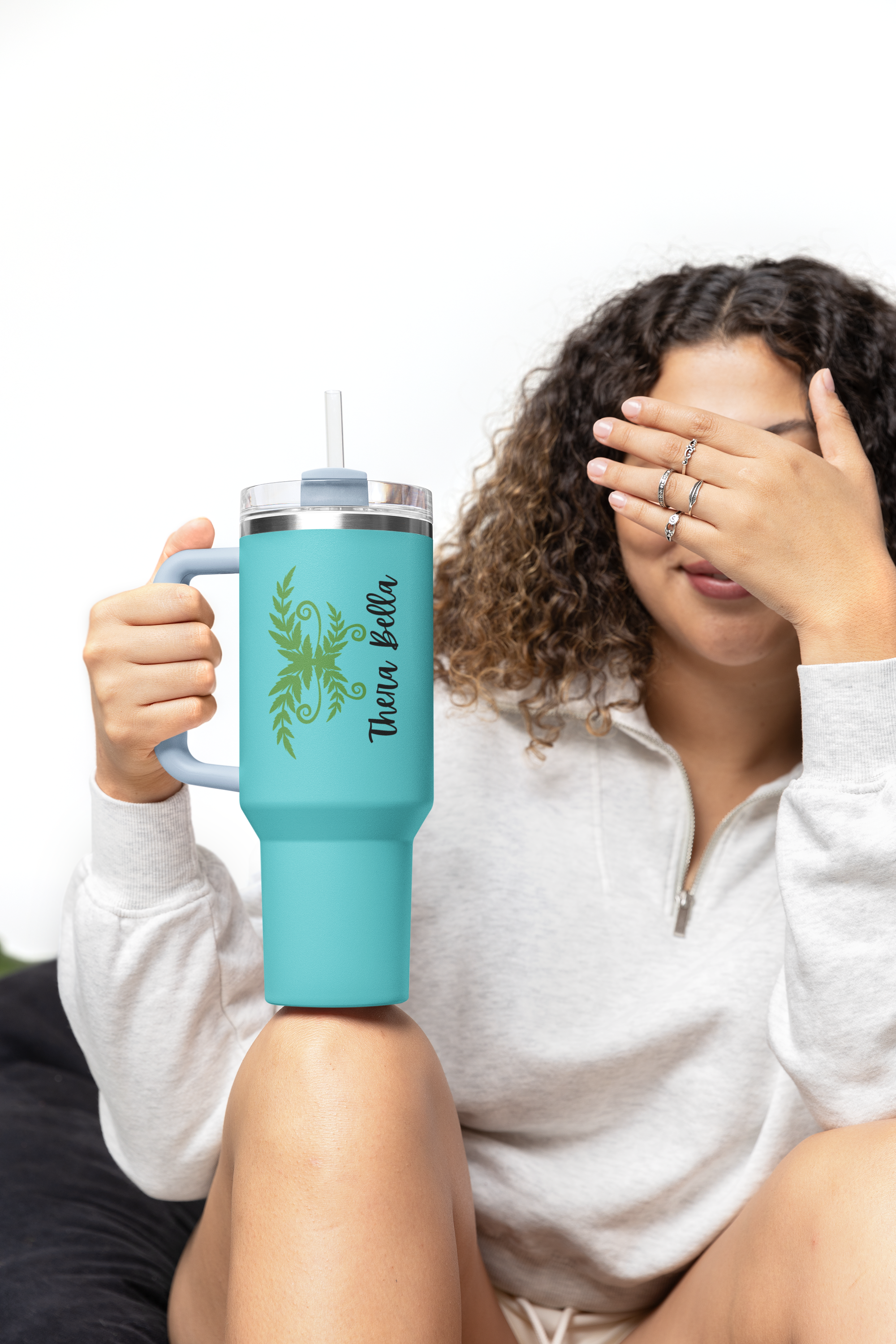 Fern Plant Insulated Travel Mug, Personalized Coffee Tumbler, Custom Name Tea Cup, Botanical Gift Idea, Large Eco-Friendly Water Bottle product thumbnail image