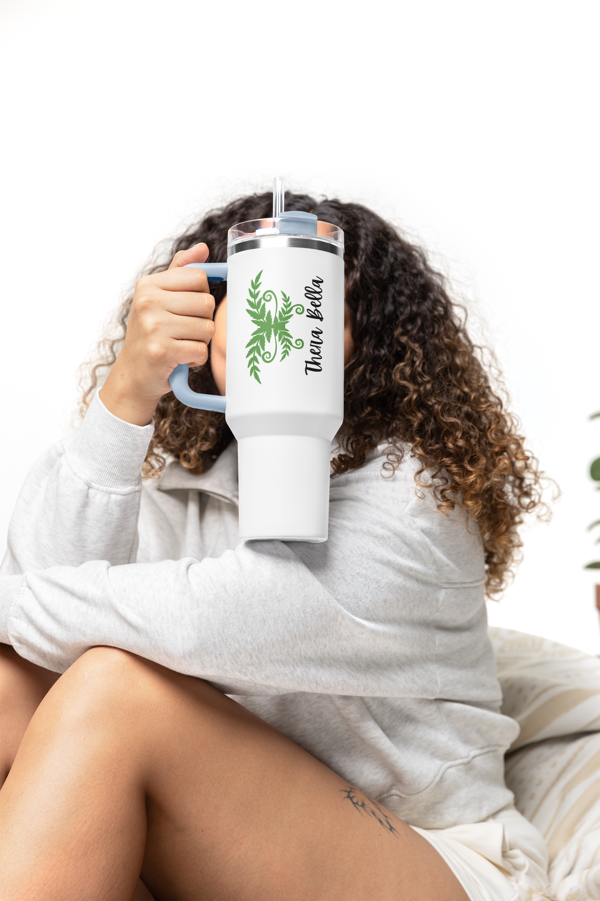 Fern Plant Insulated Travel Mug, Personalized Coffee Tumbler, Custom Name Tea Cup, Botanical Gift Idea, Large Eco-Friendly Water Bottle product thumbnail image