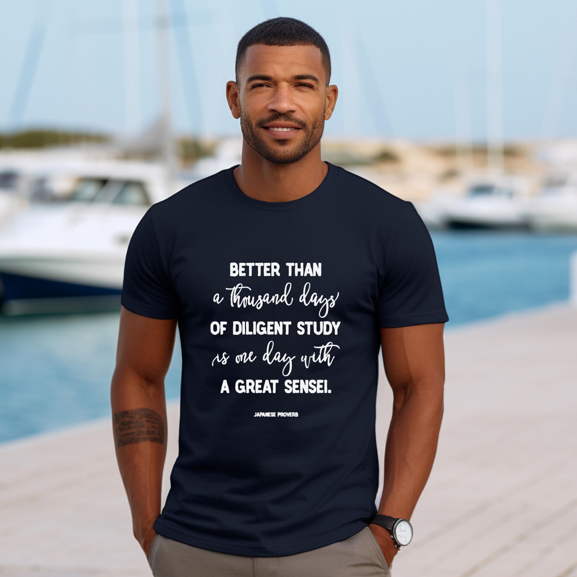 KARATE T-shirt One Day with a Great Sensei | EXPRESS Delivery Option | Navy or Black | Martial Arts Apparel, Karate Gift, Unisex Short Sleeve Tee product thumbnail image KARATE T-shirt One Day with a Great Sensei | EXPRESS Delivery Option | Navy or Black | Martial Arts Apparel, Karate Gift, Unisex Short Sleeve Tee product thumbnail image