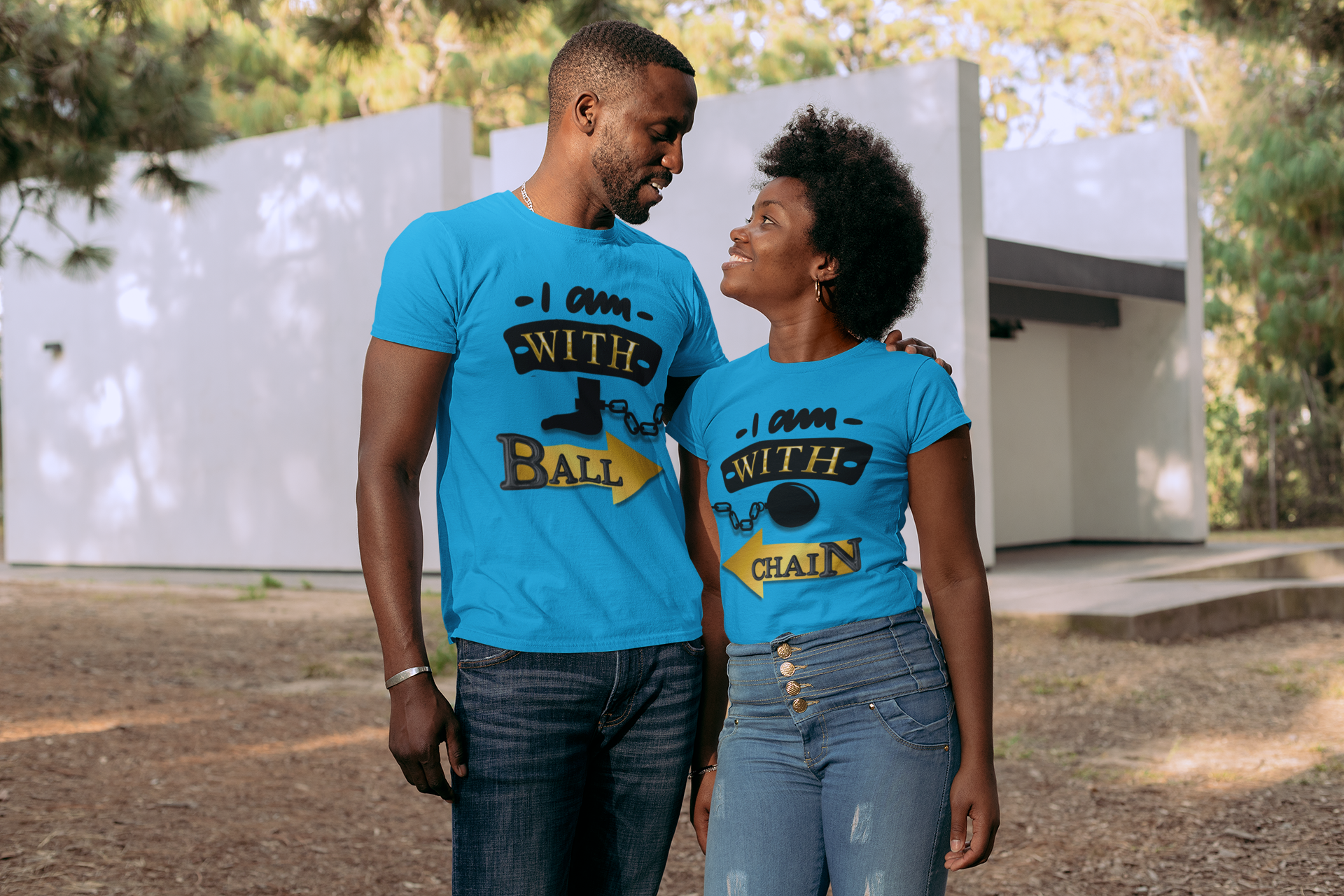 Valentine Ball and Chain T-Shirt, His &amp; Hers T-Shirts, Couples Funny T-Shirts, Humorous Unisex Shirts, Ball and Chain T-Shirts, Couples Tees product thumbnail image