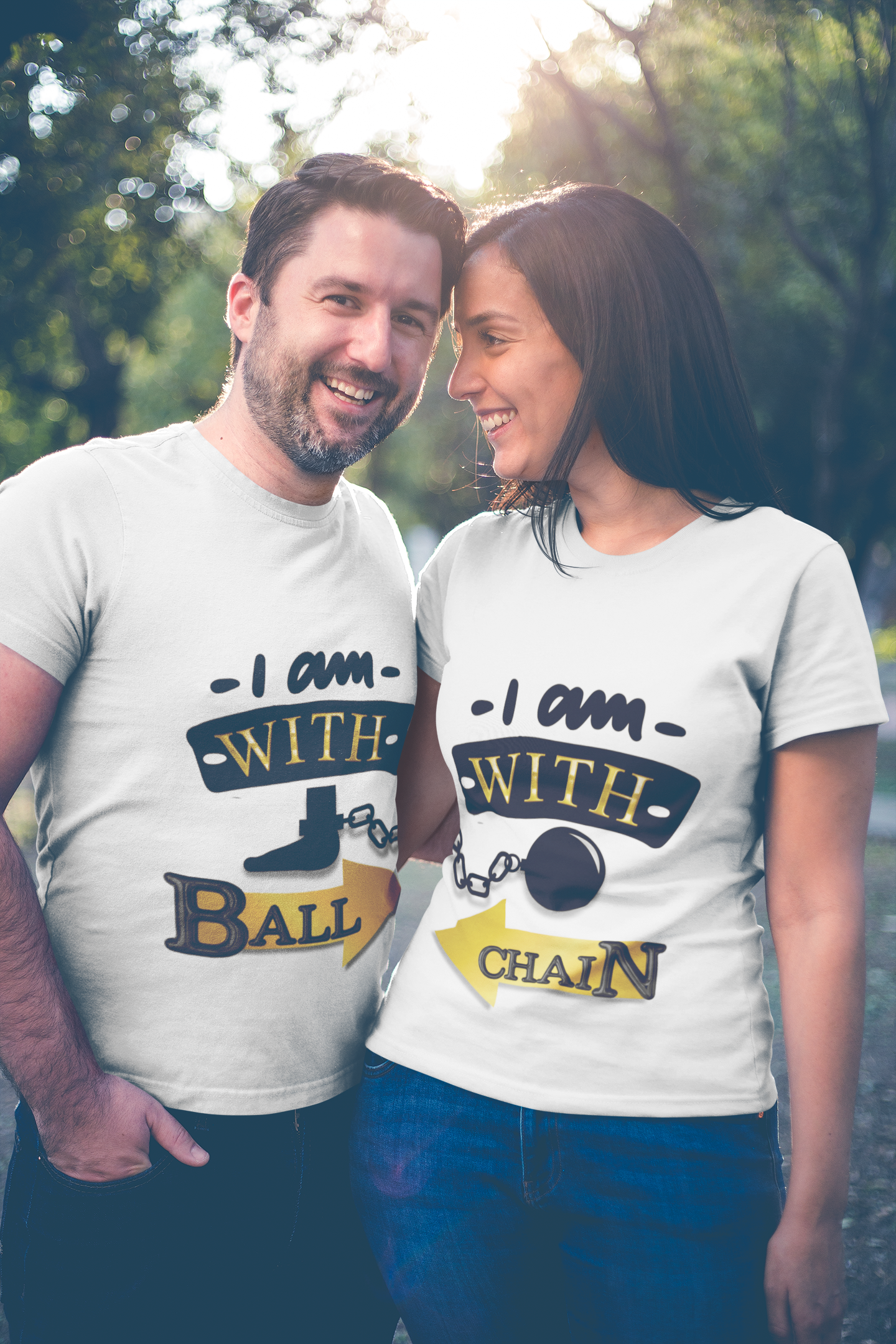 Valentine Ball and Chain T-Shirt, His &amp; Hers T-Shirts, Couples Funny T-Shirts, Humorous Unisex Shirts, Ball and Chain T-Shirts, Couples Tees product thumbnail image