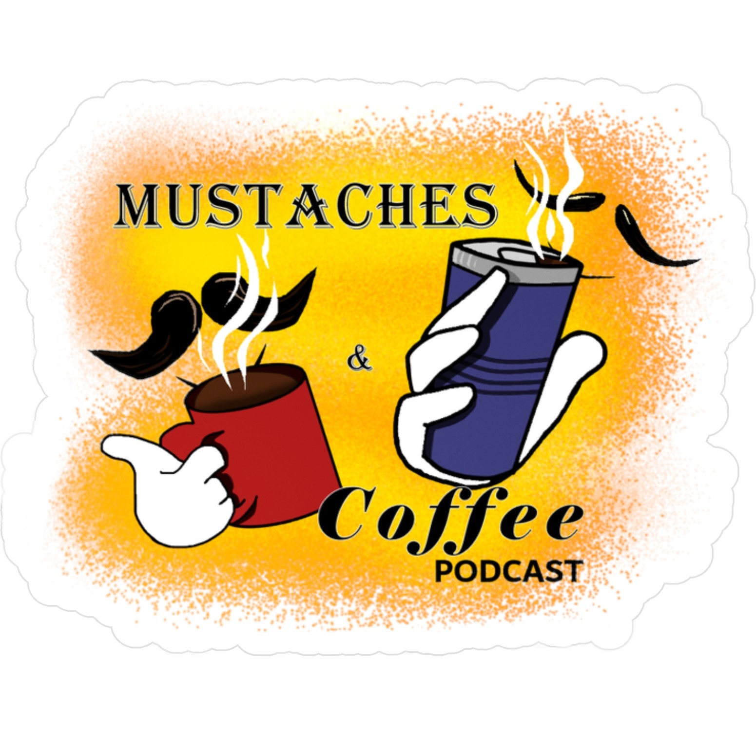 Mustaches &amp; Coffee Podcast Vinyl Decal Sticker