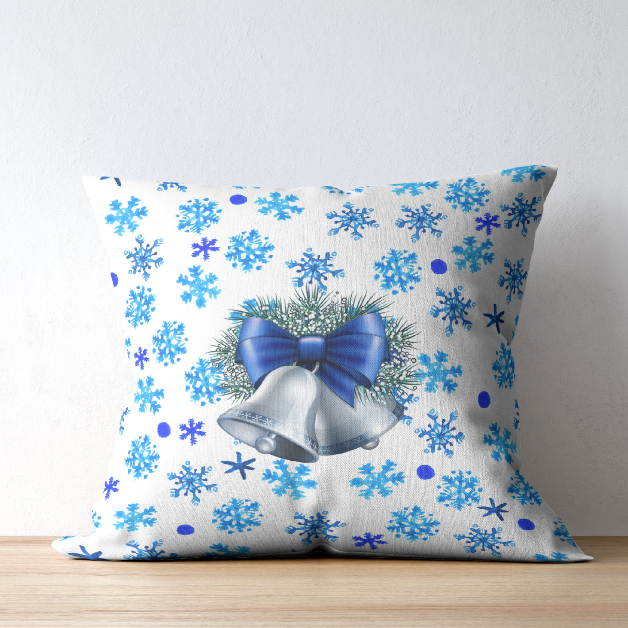 Blue Holiday Square Pillow product thumbnail image Blue Holiday Square Pillow product thumbnail image