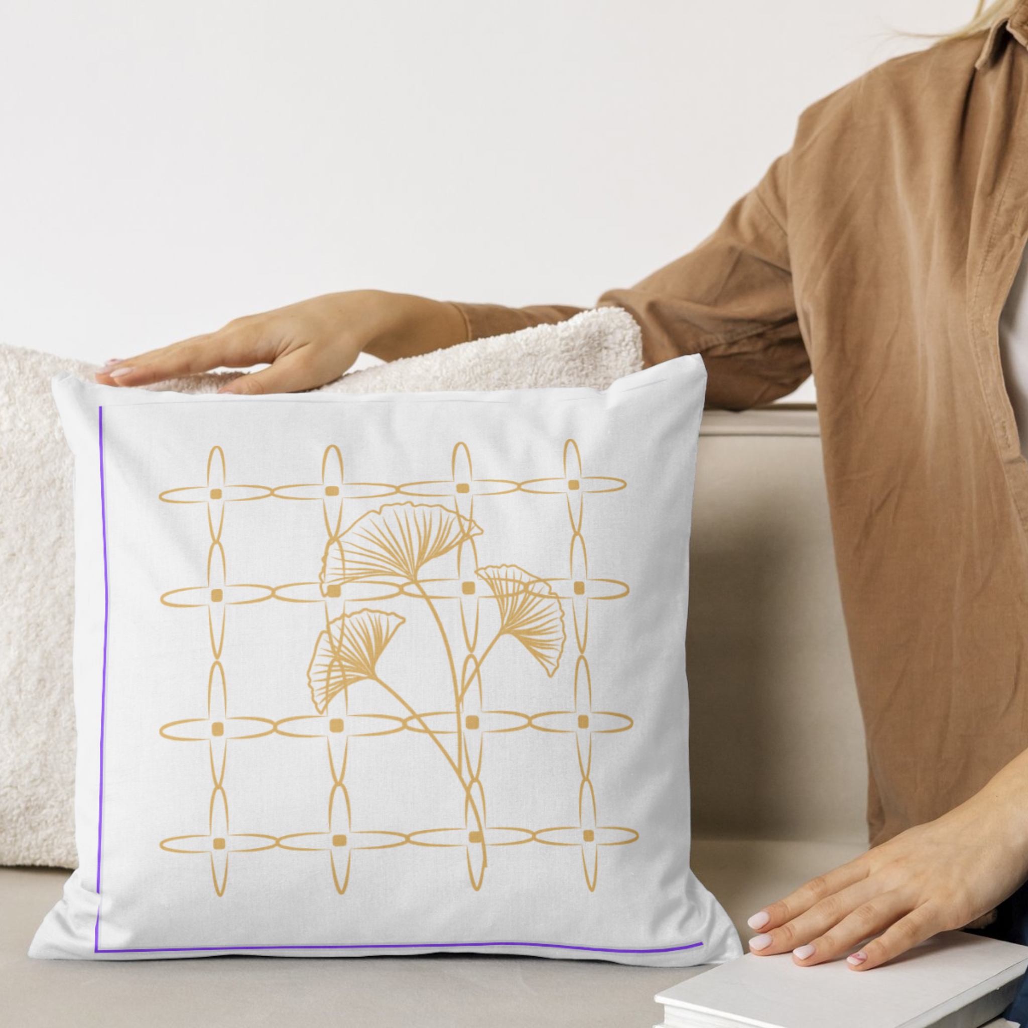 Botanical Pillow in beige color product thumbnail image Botanical Pillow in beige color product thumbnail image