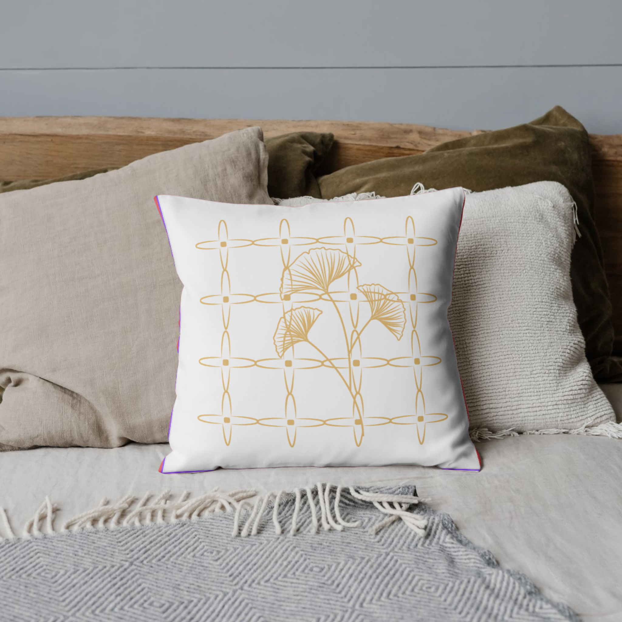 Botanical Pillow in beige color Botanical Pillow in beige color