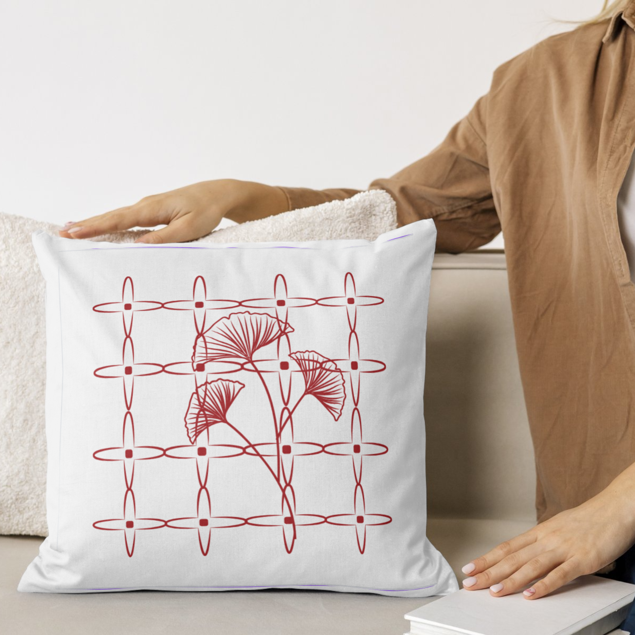 Botanical Pillow in Burgundy color product thumbnail image Botanical Pillow in Burgundy color product thumbnail image