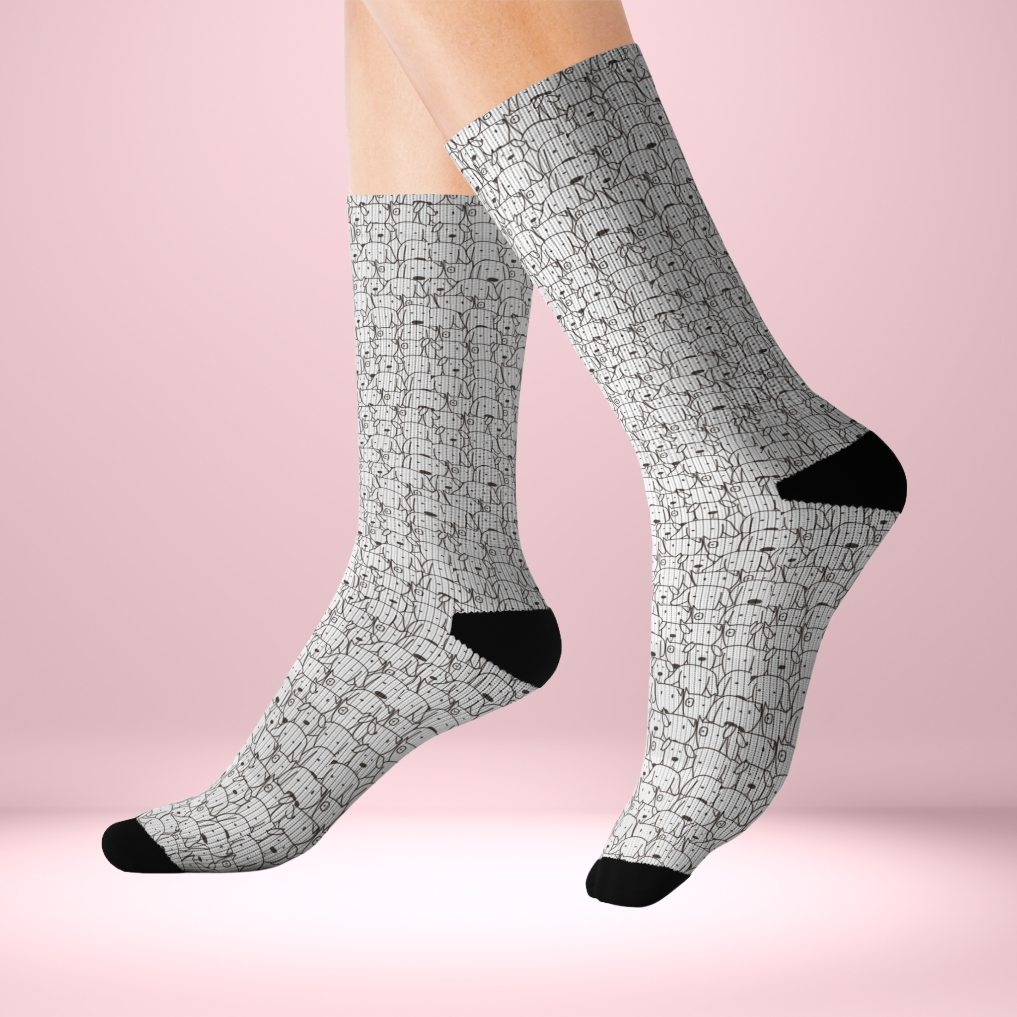 black&white Dog Sublimation Socks  black&white Dog Sublimation Socks